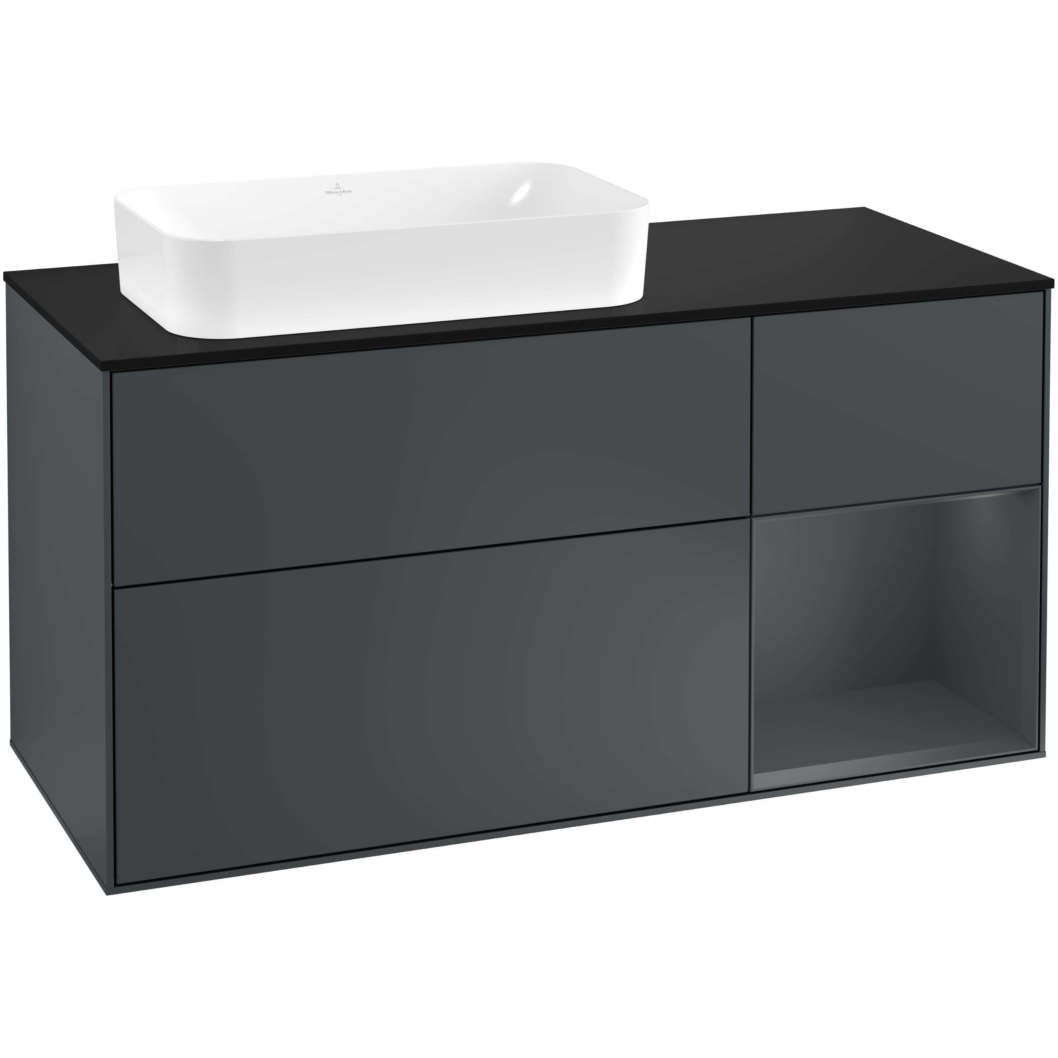 Tvättställsskåp Villeroy & Boch Finion med 3 Lådor Hylla och Bänkskiva för Ocentrerat Fristående Tvättställ