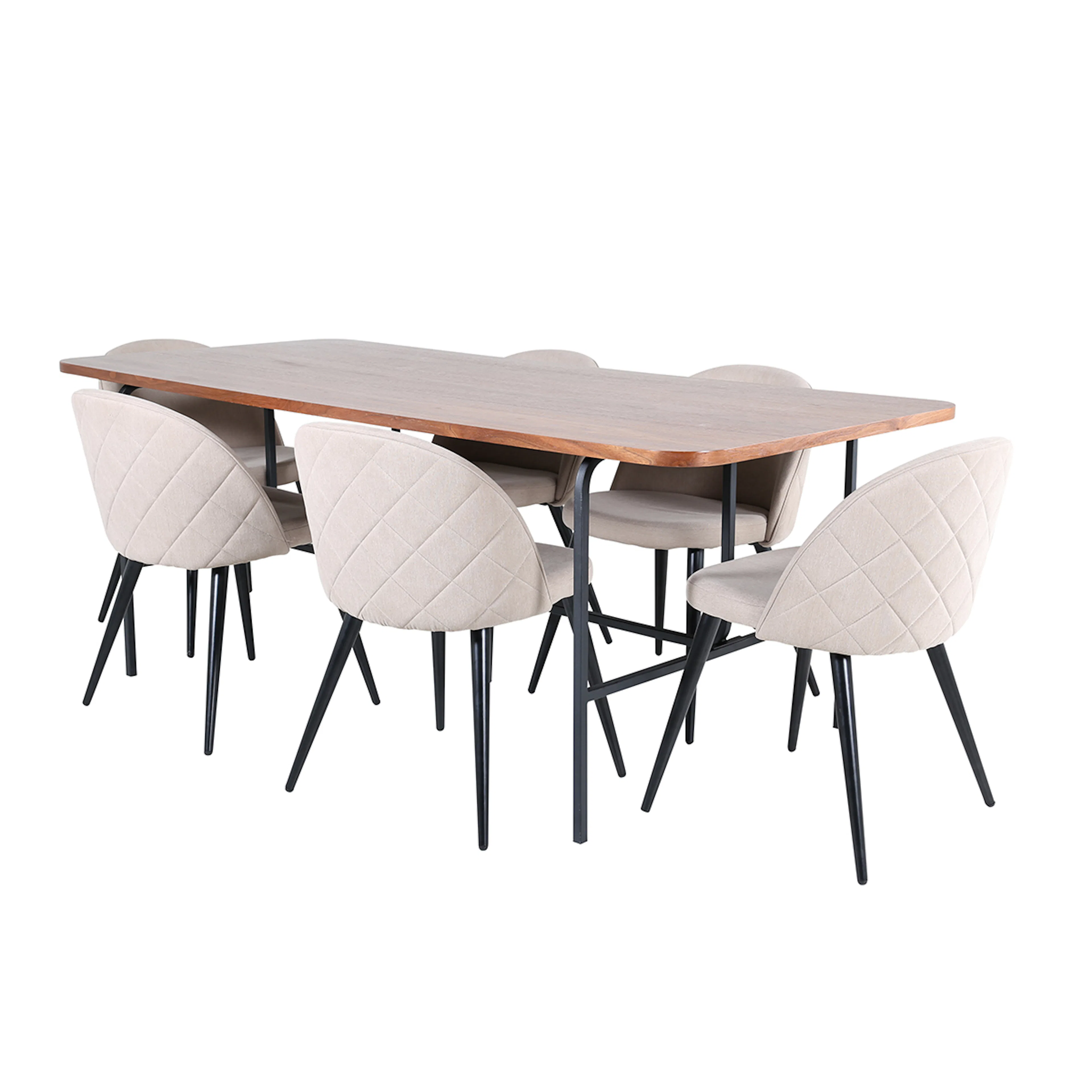 Spisegruppe Venture Home Chicago Spisebord og Valentina Stitcthes Spisestol Brun