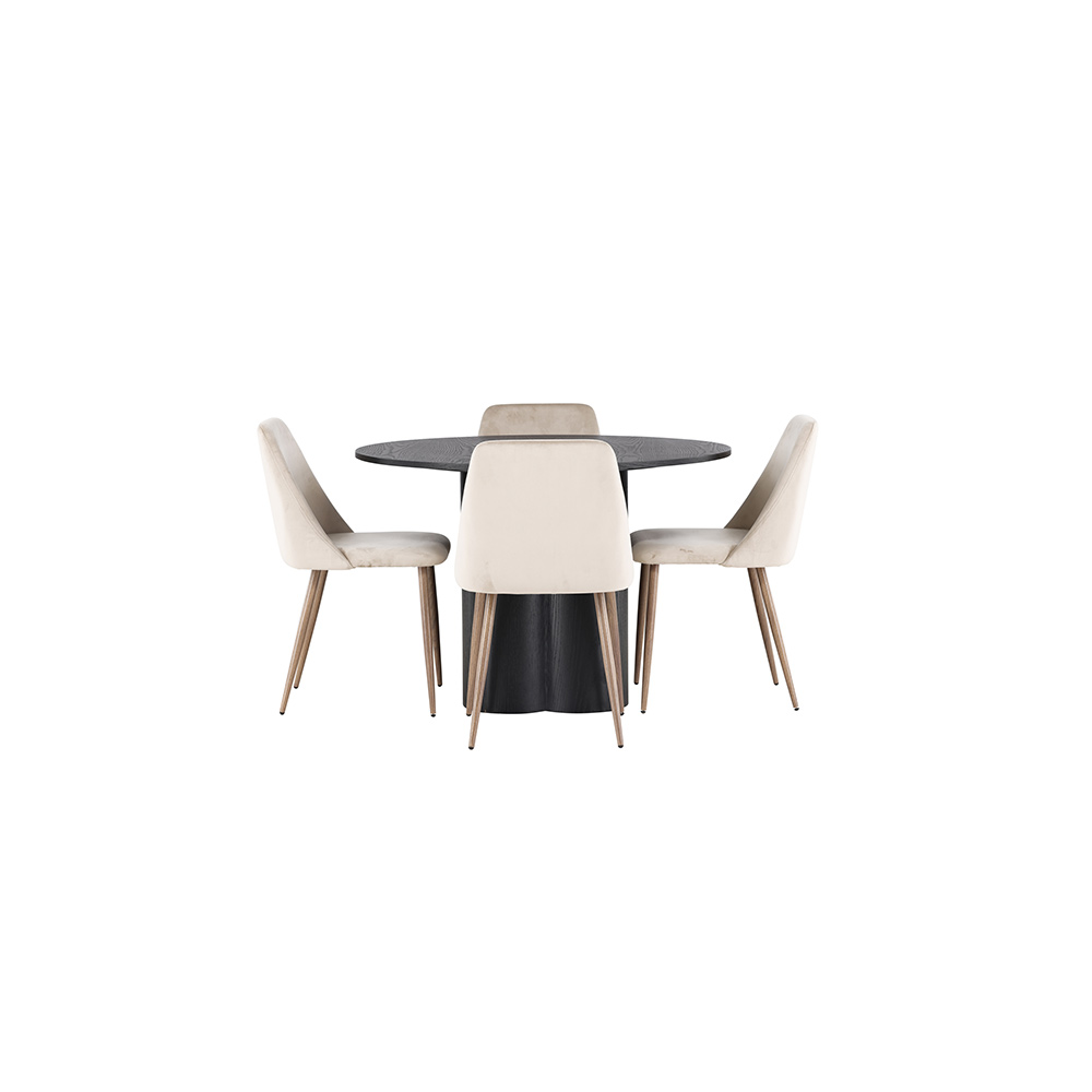 Spisegruppe Venture Home Olivia Ø110 cm med 4 stk Night Stoler
