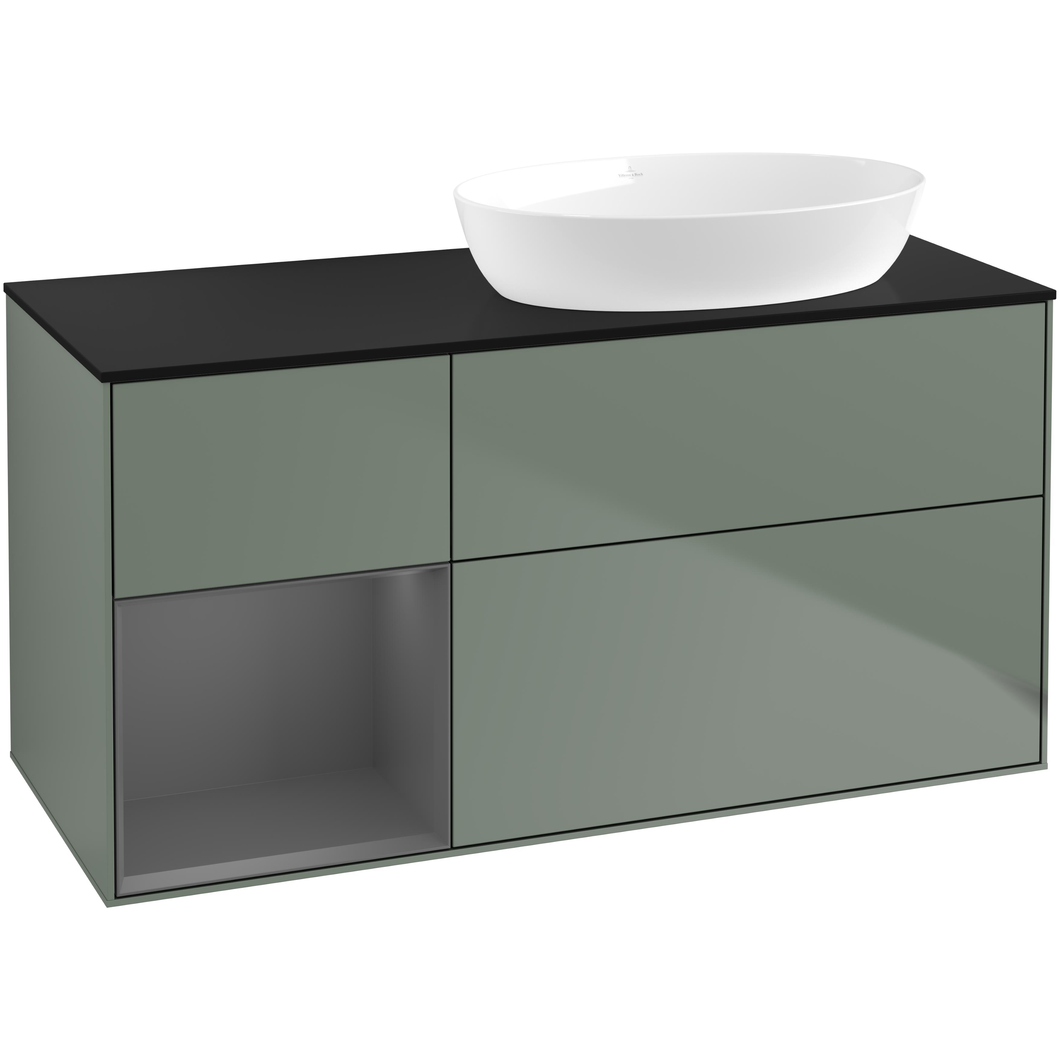 Tvättställsskåp Villeroy & Boch Finion med 3 Lådor Hylla och Bänkskiva för Ocentrerat Tvättställ från Artis & Collaro
