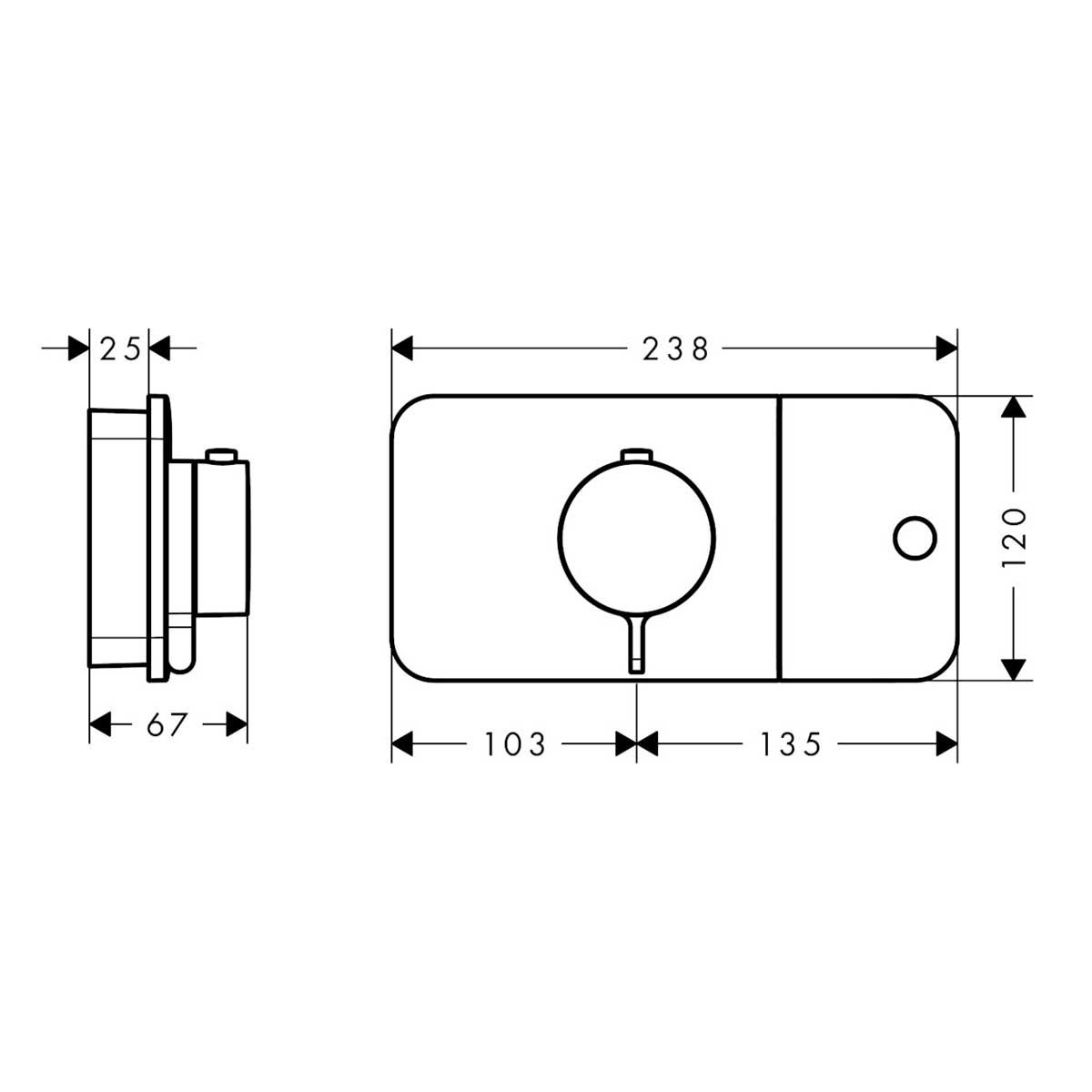 Termostatmodul Axor One for Innbygging
