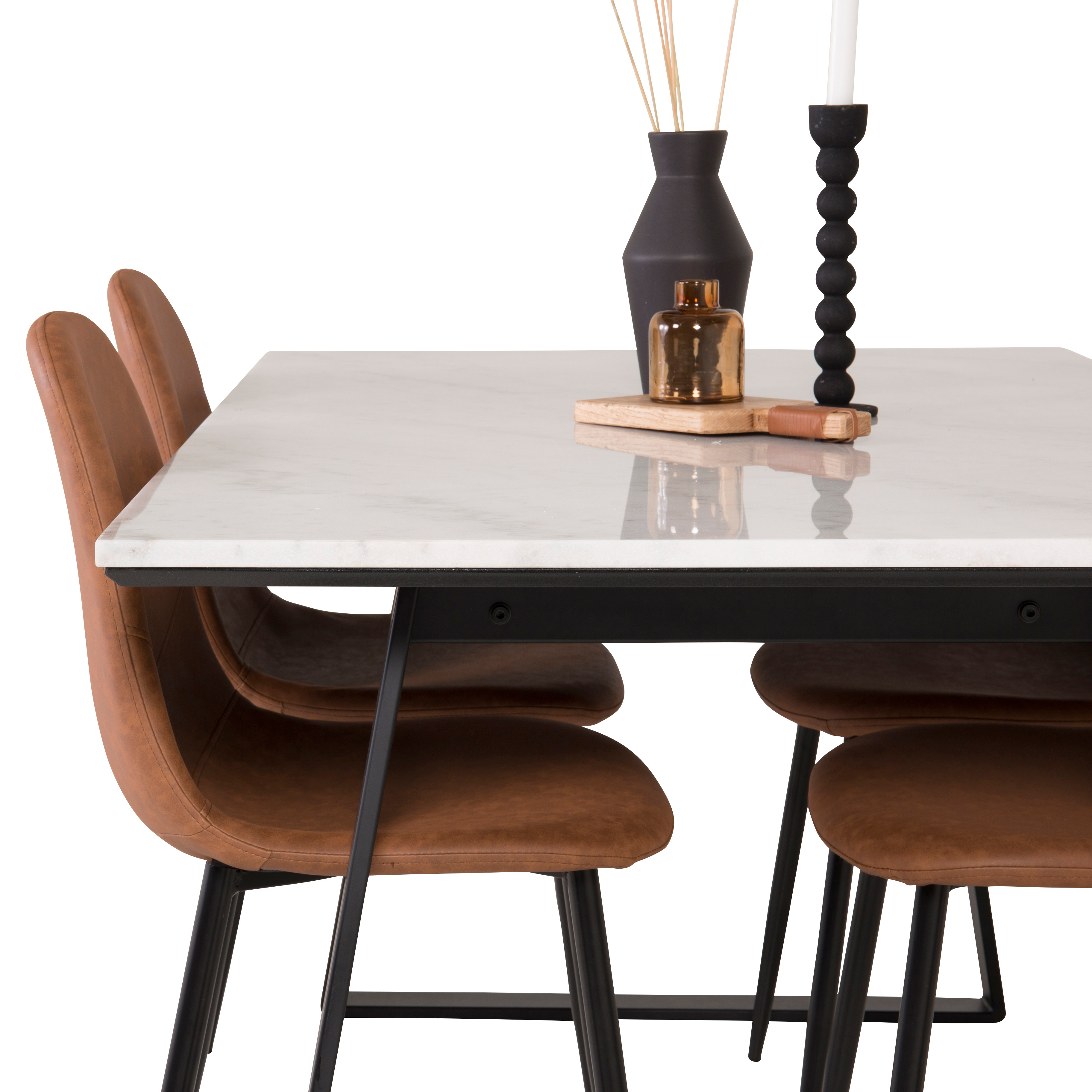 Spisegruppe Venture Home Estelle 140 med 4 Pobbie Stoler Lær