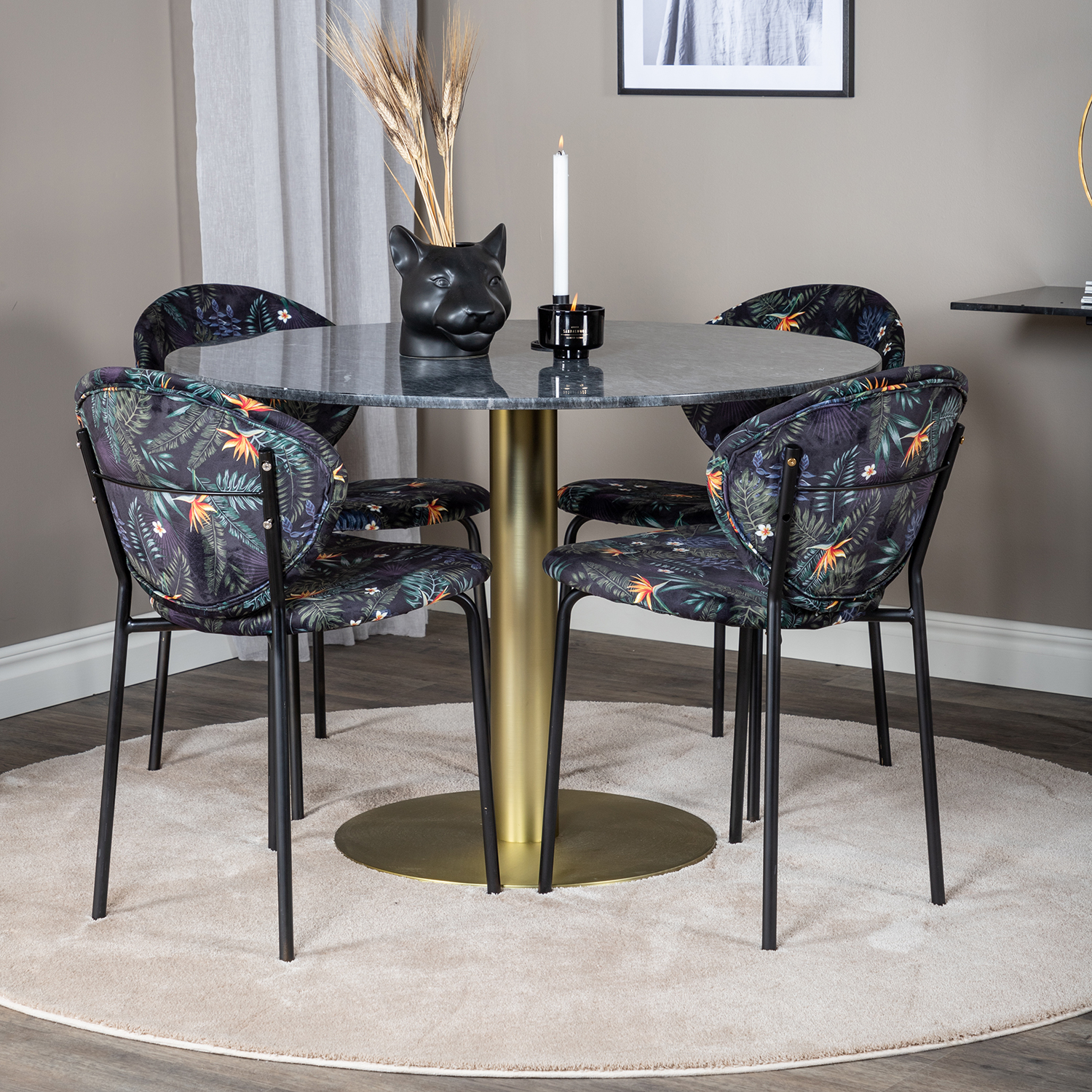 Spisegruppe Venture Home Estelle med 4 Valor Stoler Polyester