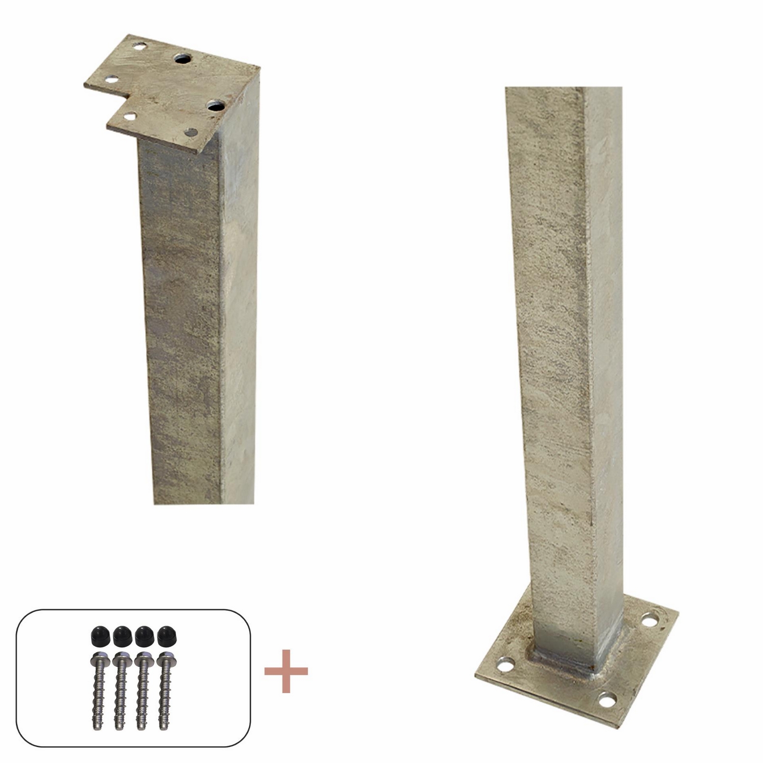 Stålstolpe PLUS Hjørne med Fot til Rekkverk 4,5 x 4,5 cm