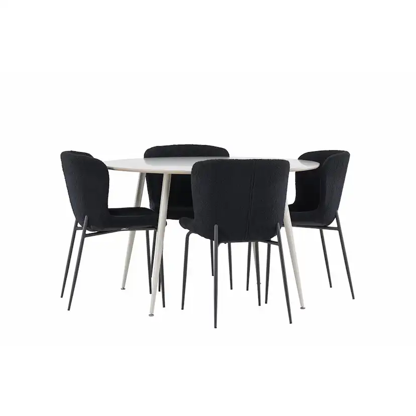 Spisegruppe Venture Home Plaza Ø120 med 4 stk Modesto Stoler