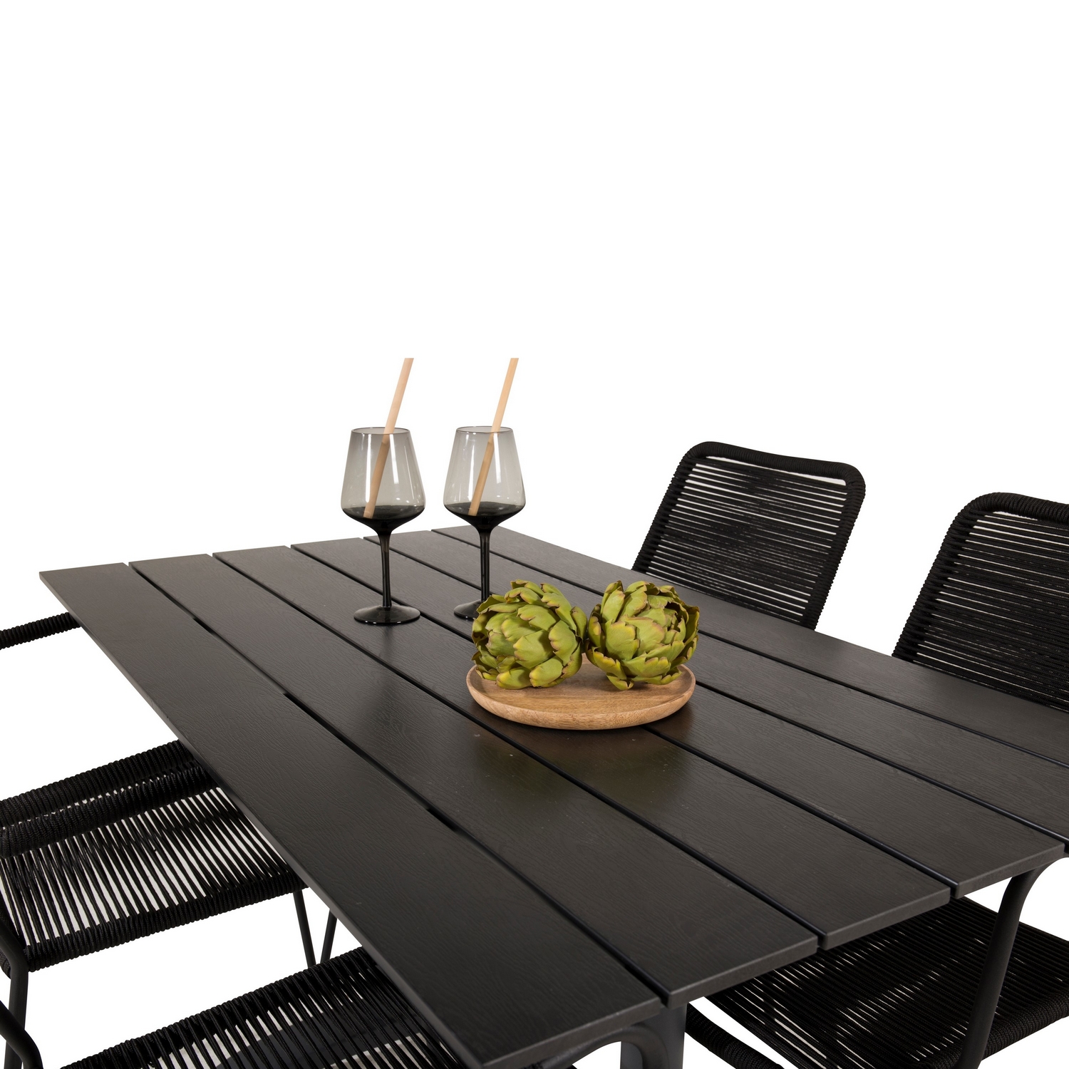 Cafégruppe Venture Home Denzel med 4 Leon Lenestoler