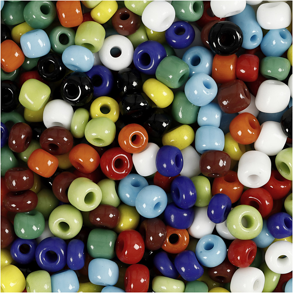 Rocaillesperler Creativ Company Ass Farger D4 mm Str 6/0 Hullstr 0,9-1,2 mm 130 g/1 Pk