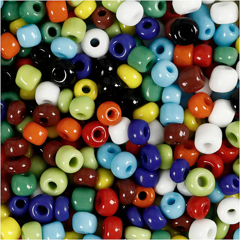 Rocaillesperler Creativ Company Ass Farger D4 mm Str 6/0 Hullstr 0,9-1,2 mm 130 g/1 Pk