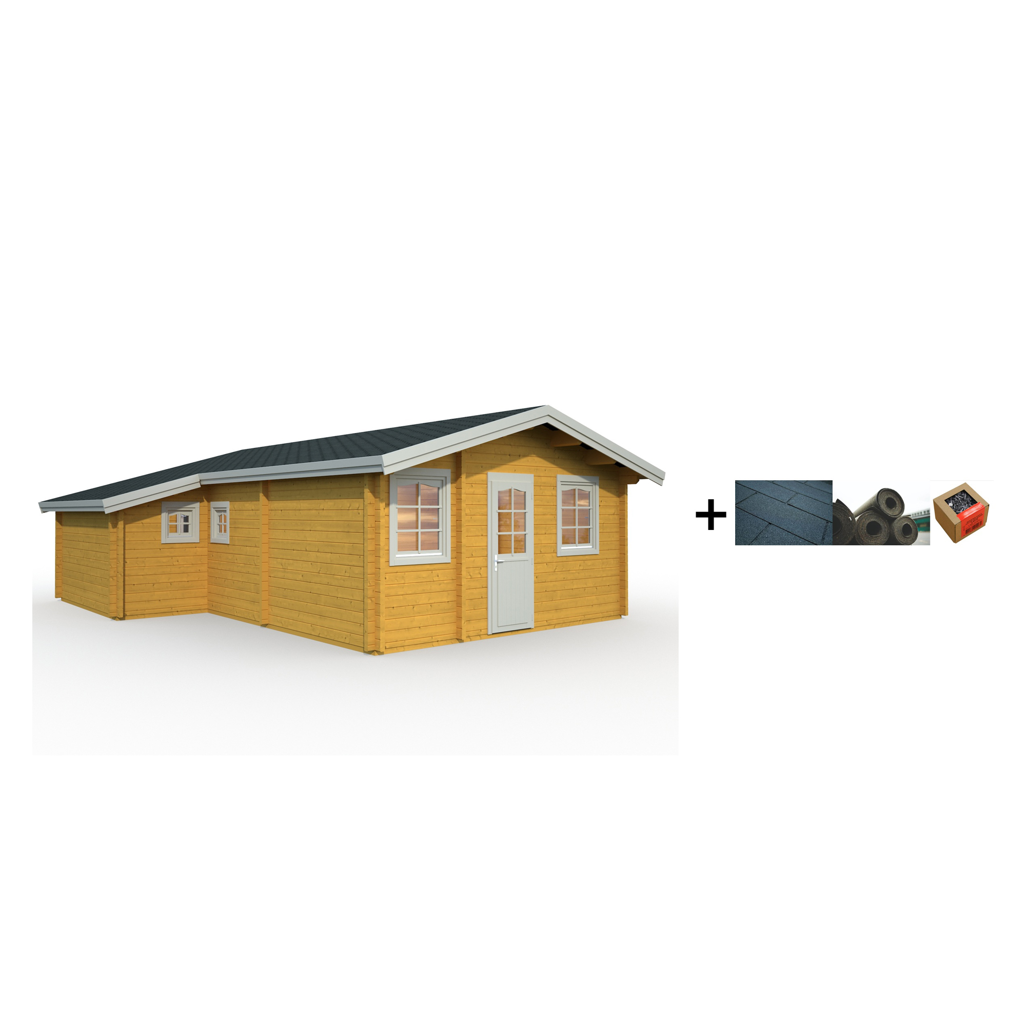 Hytte Palmako Emily 42 m2 med Shingel, Papp og Spiker