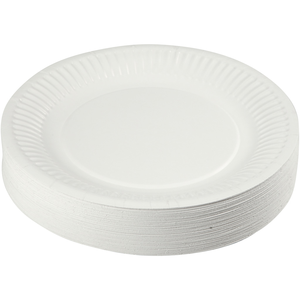 Papptallerkener Creativ Company Hvite 100 stk/1 Pk