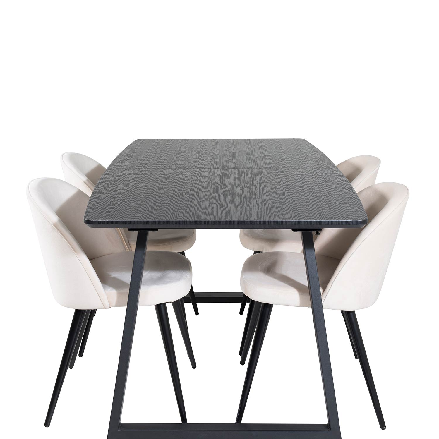 Spisegruppe Venture Home Ina med 4 Valentina Stoler Fløyel