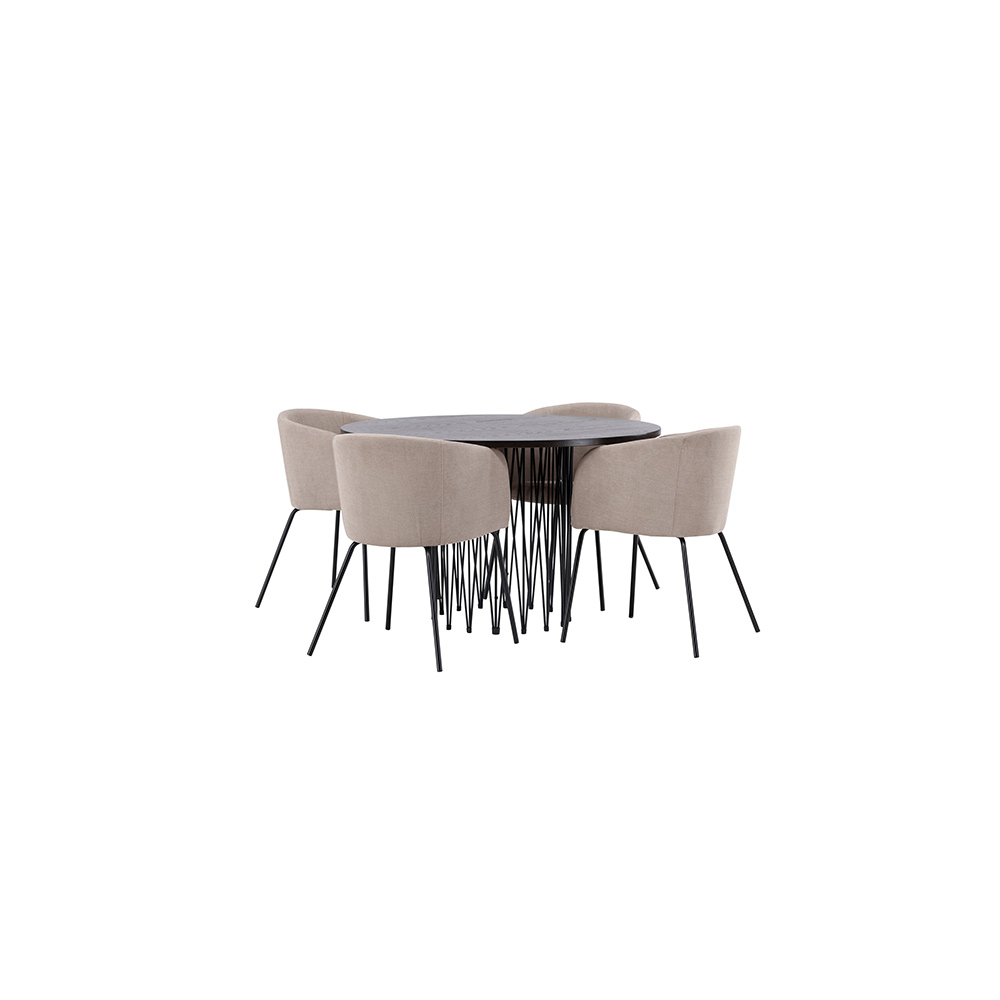Spisegruppe Venture Home Stone Ø120 cm med 4 Berit Stoler
