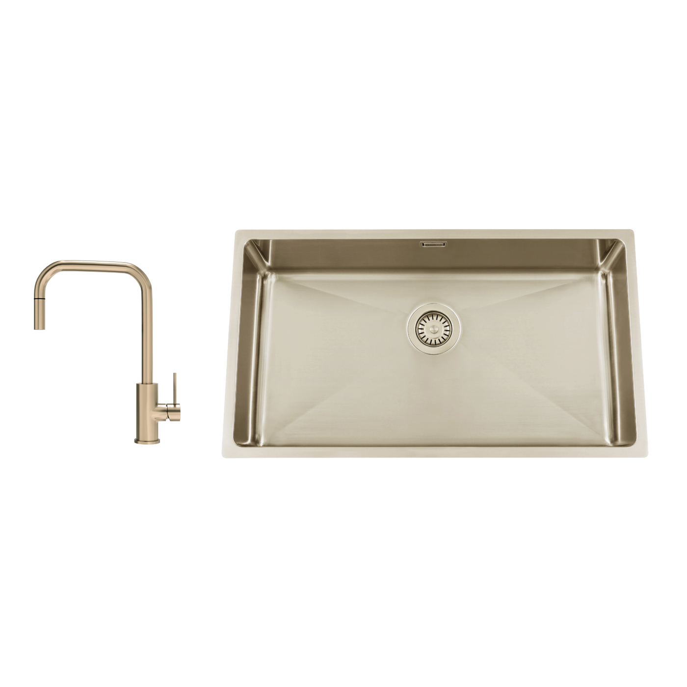Kjøkkenvask Nordic Tech Titan 730 X med Kjøkkenbatteri Steel Accent Square D