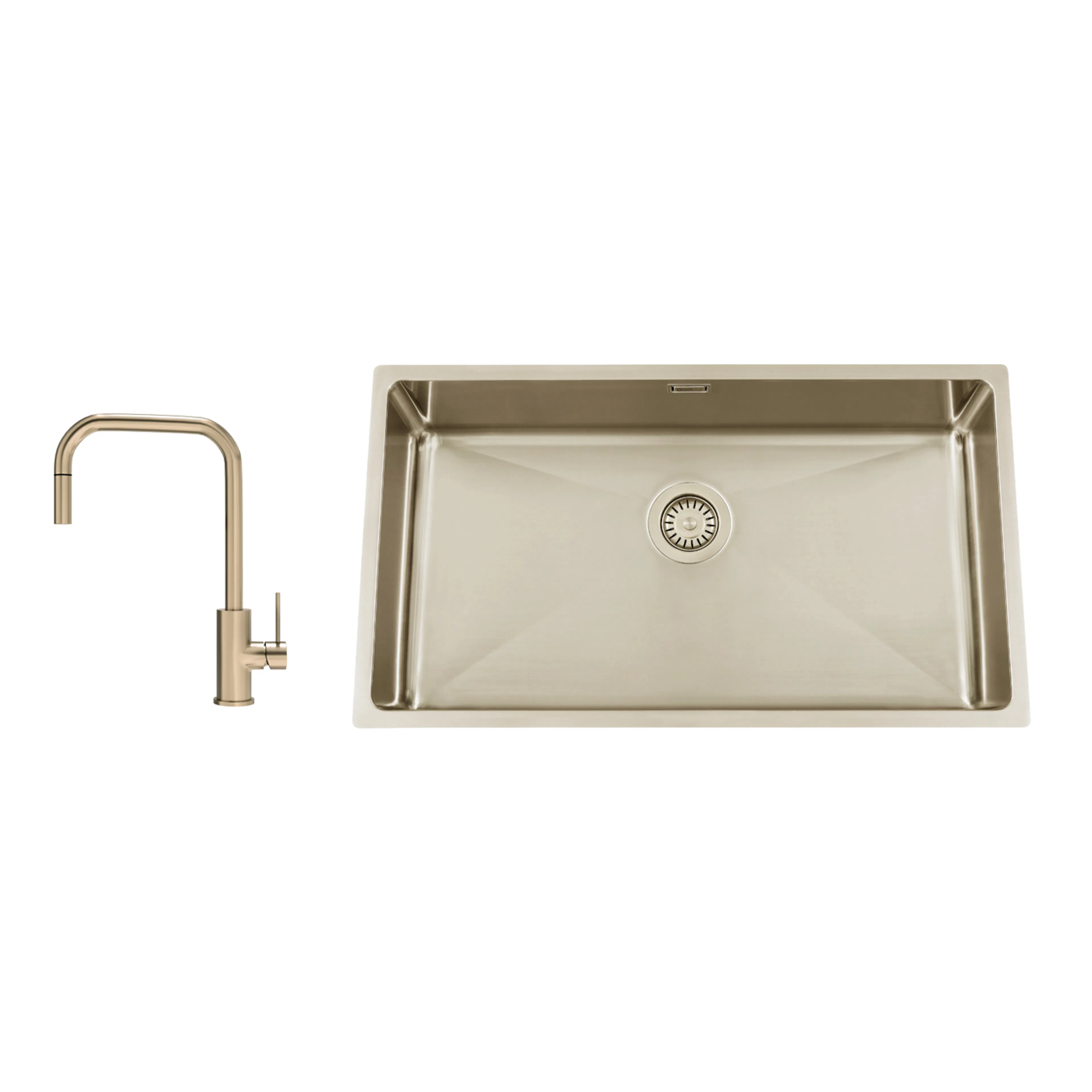 Kjøkkenvask Nordic Tech Titan 730 X med Kjøkkenbatteri Steel Accent Square D