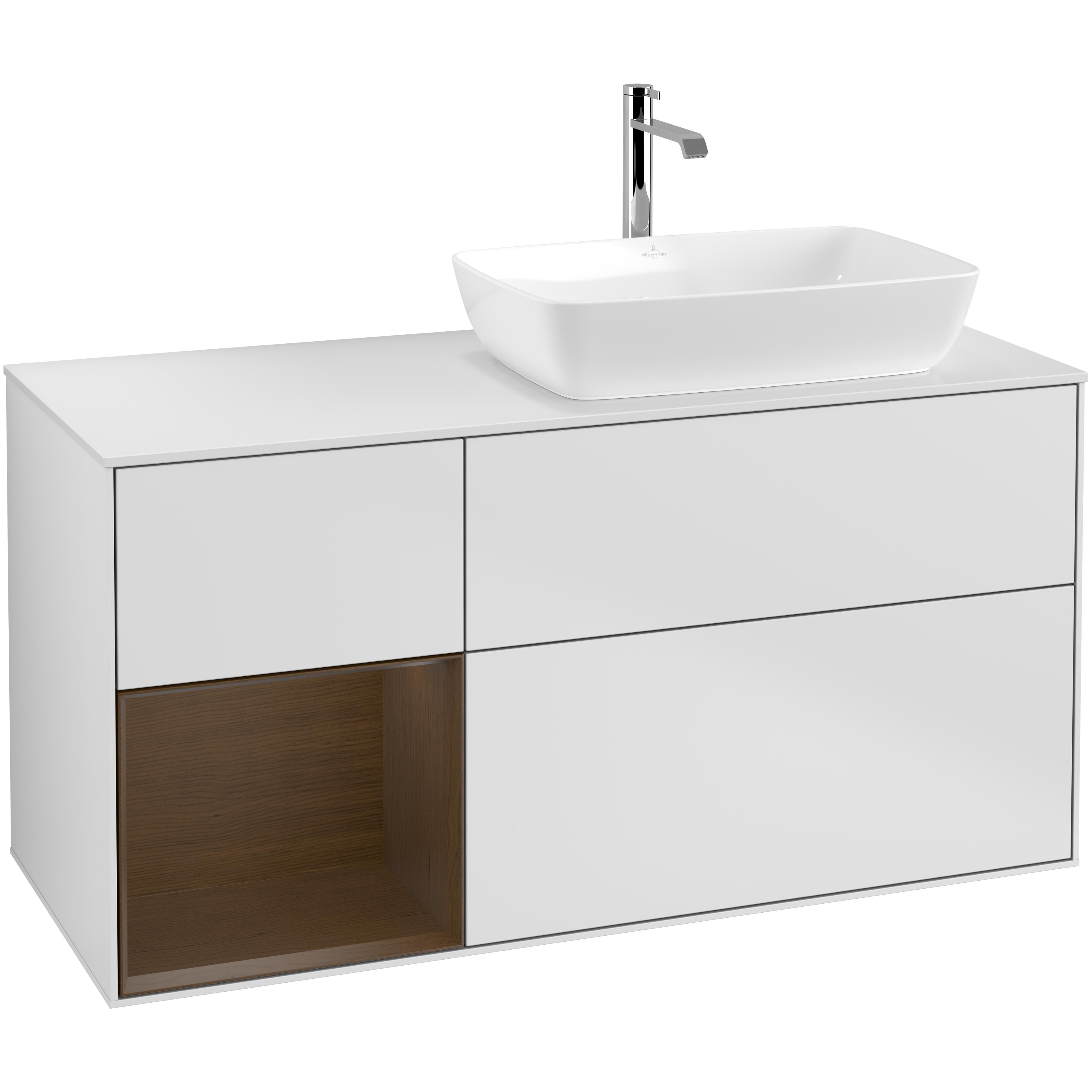Tvättställsskåp Villeroy & Boch Finion med 3 Lådor Hylla och Bänkskiva för Ocentrerat Tvättställ från Artis & Collaro