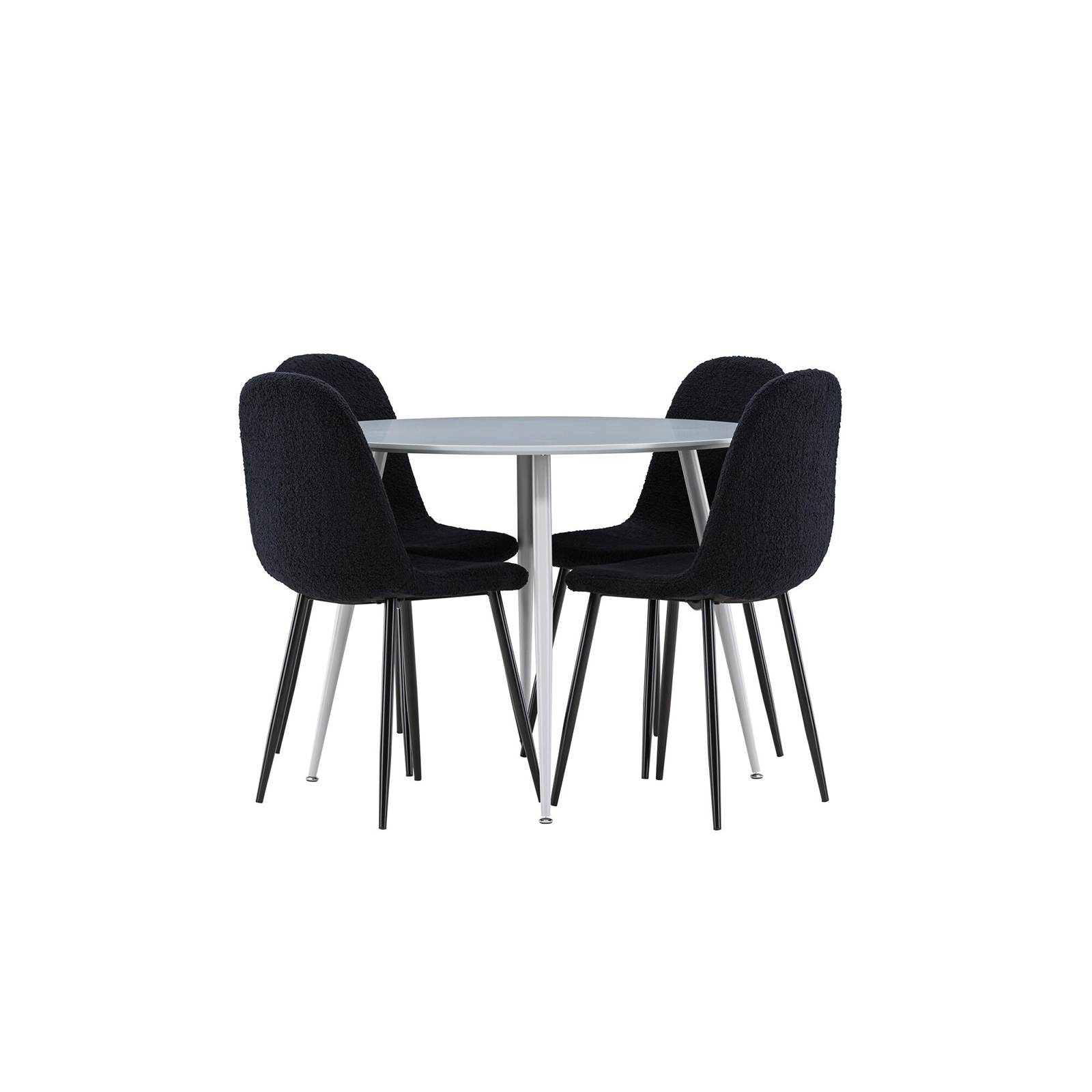 Spisegruppe Venture Home Plaza Ø100 med 4 stk Polar Stoler Teddy