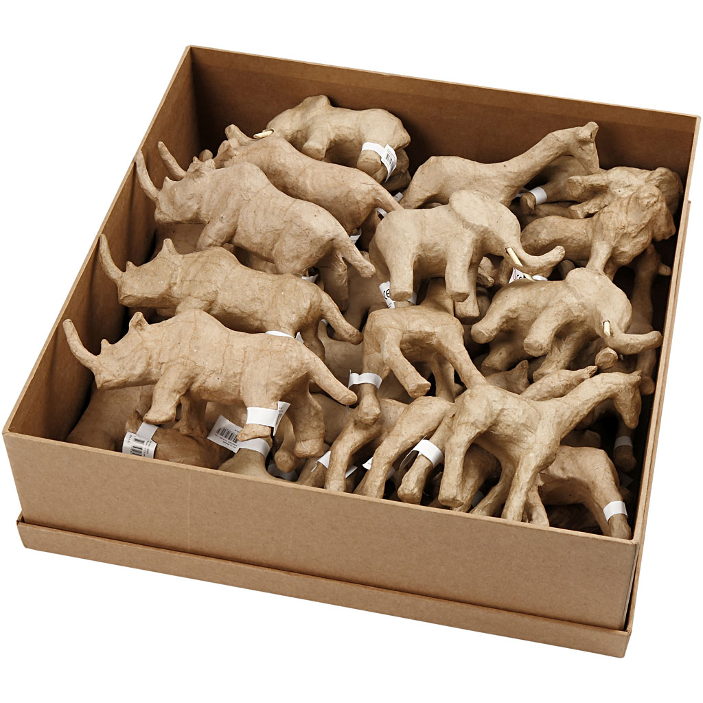 Savannedyr Creativ Company Papir Mache H7,5-10 cm 32 stk/1 Pk