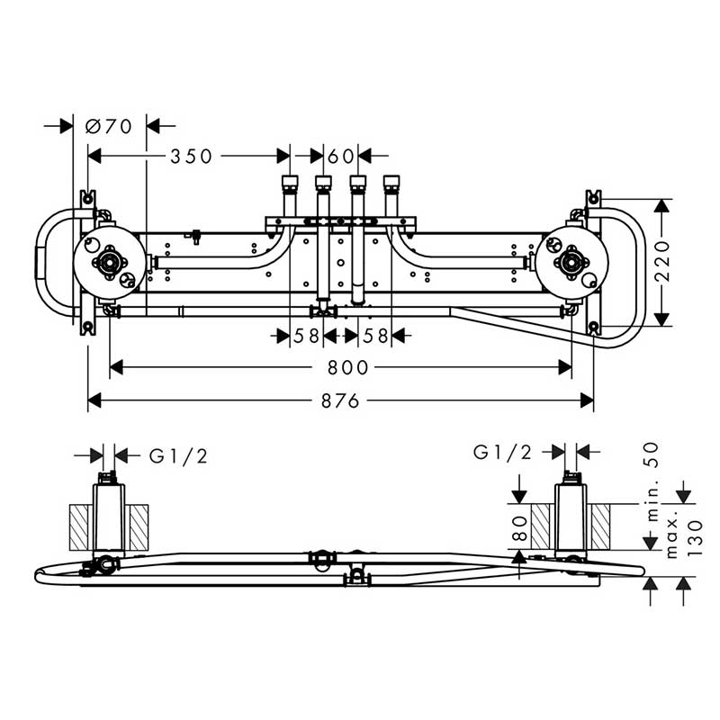 Innbyggingsdel Axor for ShowerHeaven 1200/300 4jet