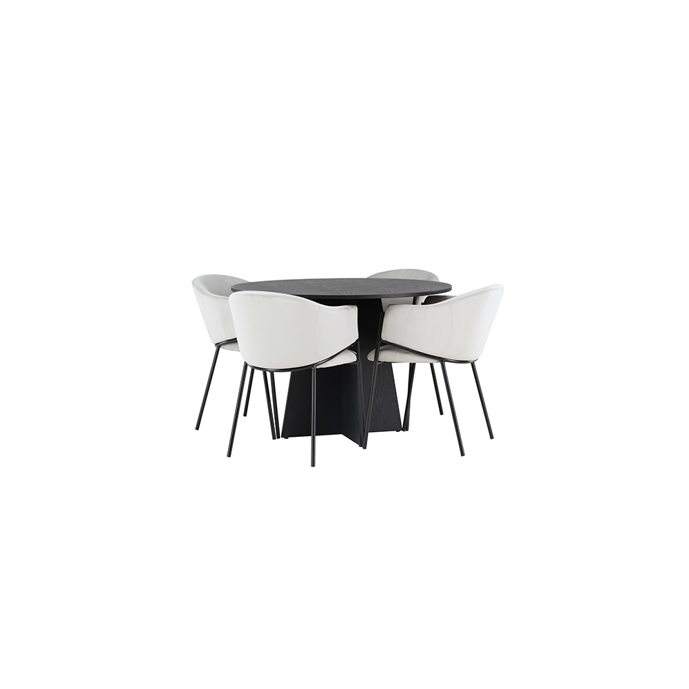 Spisegruppe Venture Home Bootcut Ø110 cm med 4 stk Evelina Stoler