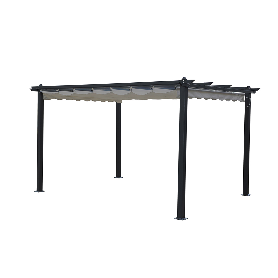 Pergola Skugga 3X4M Sort Ramme Grått Stoff