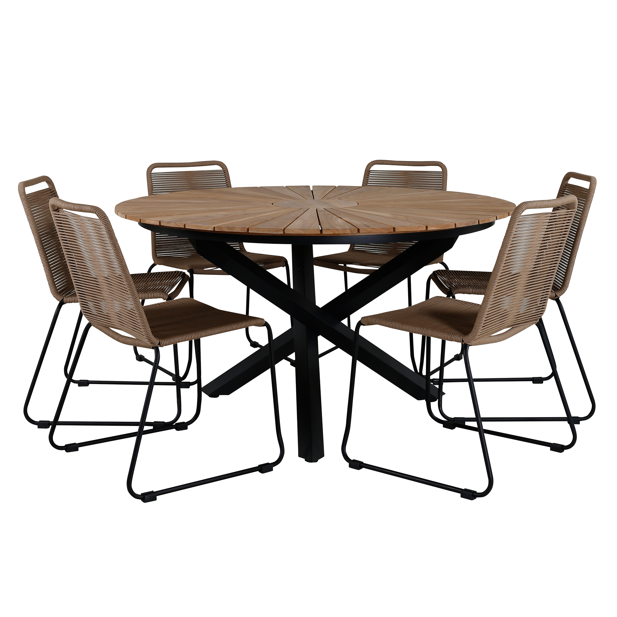 Spisegruppe Venture Home Mendi Rund med 6 Levi Stol Latte