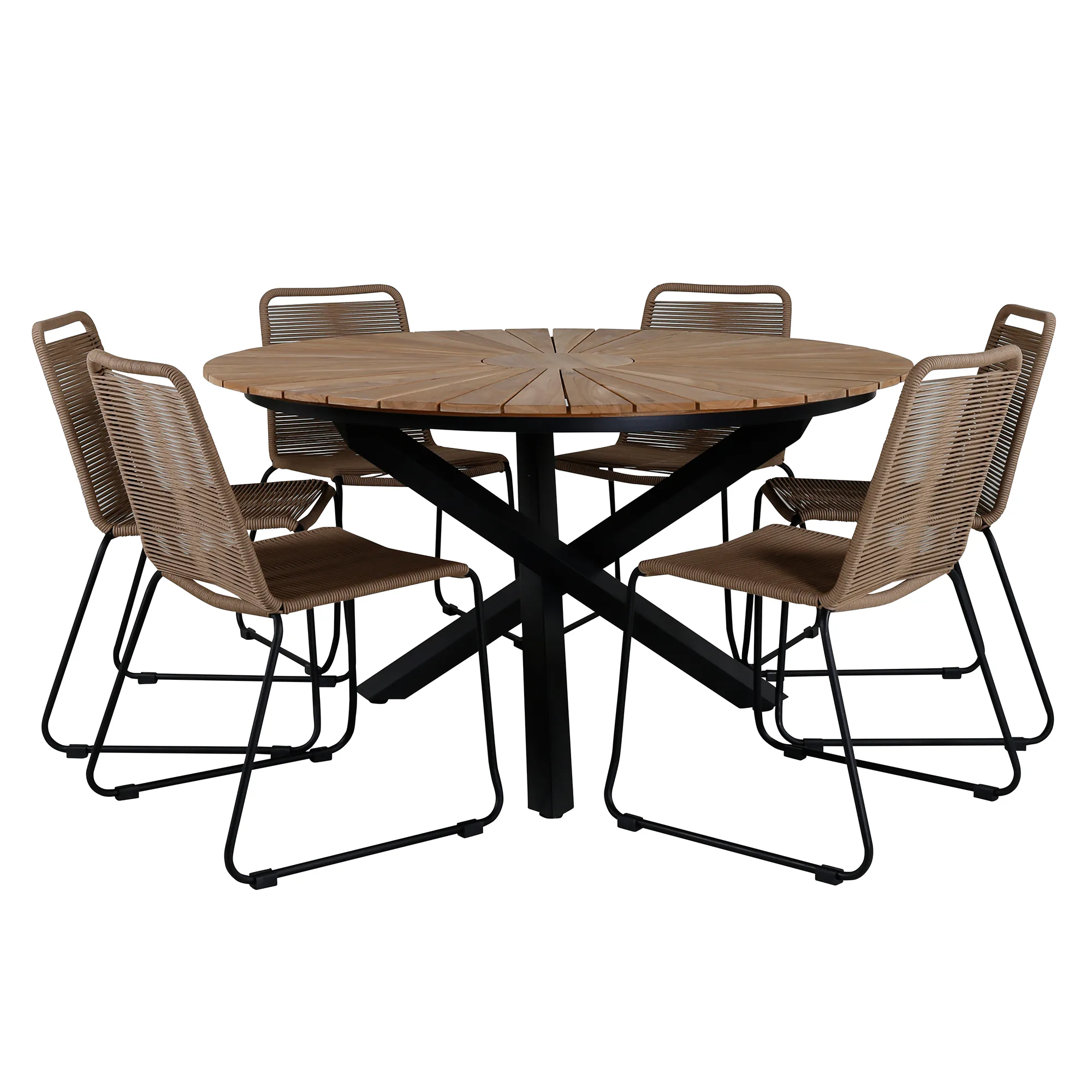 Spisegruppe Venture Home Mendi Rund med 6 Levi Stol Latte