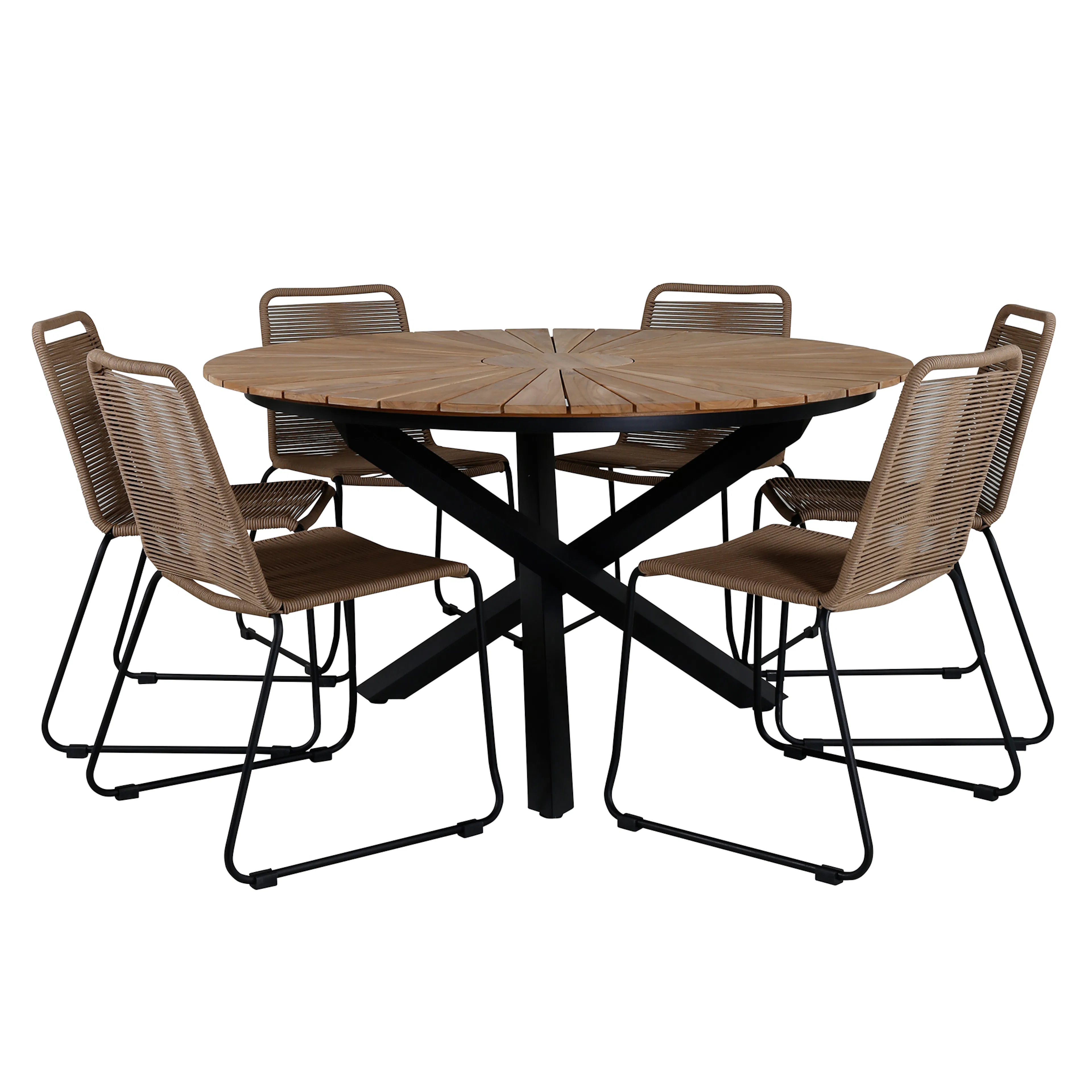 Spisegruppe Venture Home Mendi Rund med 6 Levi Stol Latte