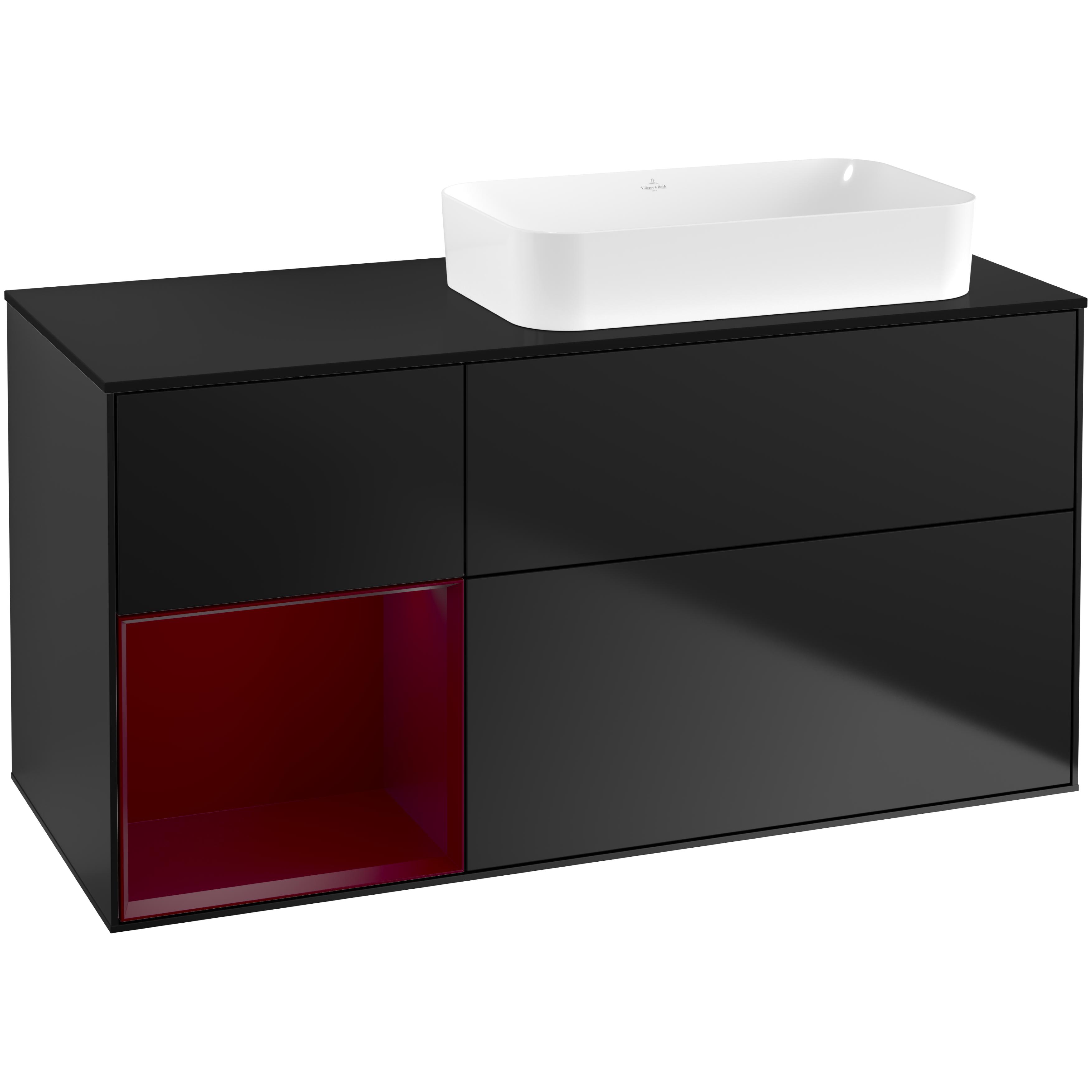 Tvättställsskåp Villeroy & Boch Finion med 3 Lådor Hylla och Bänkskiva för Ocentrerat Fristående Tvättställ