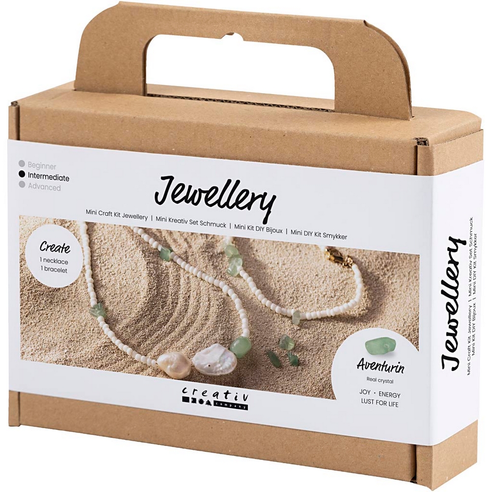 Hobbysett Creativ Company Mini DIY Kit Smykke Aventurine Halskjede og Armbånd
