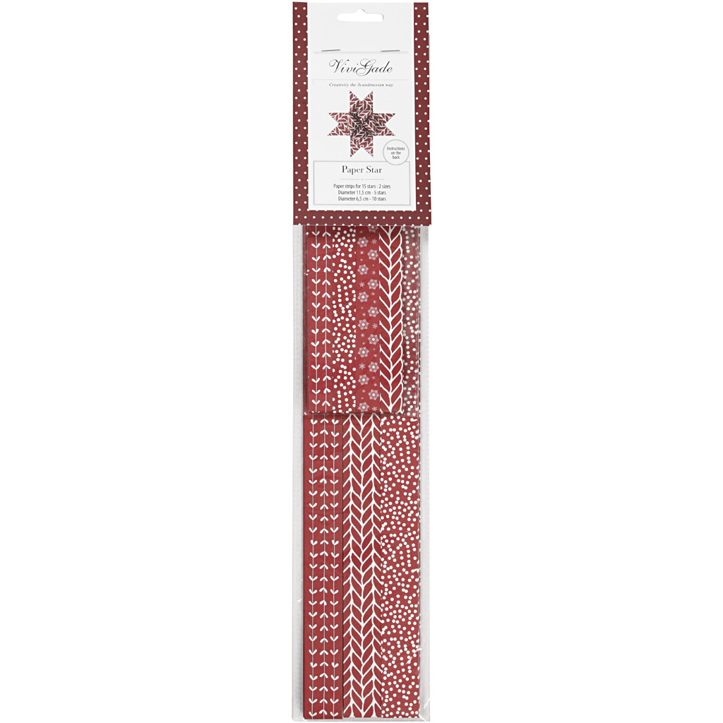 Stjernestrimler Creativ Company Hvit/Rød 60 Strimler/1 Pk