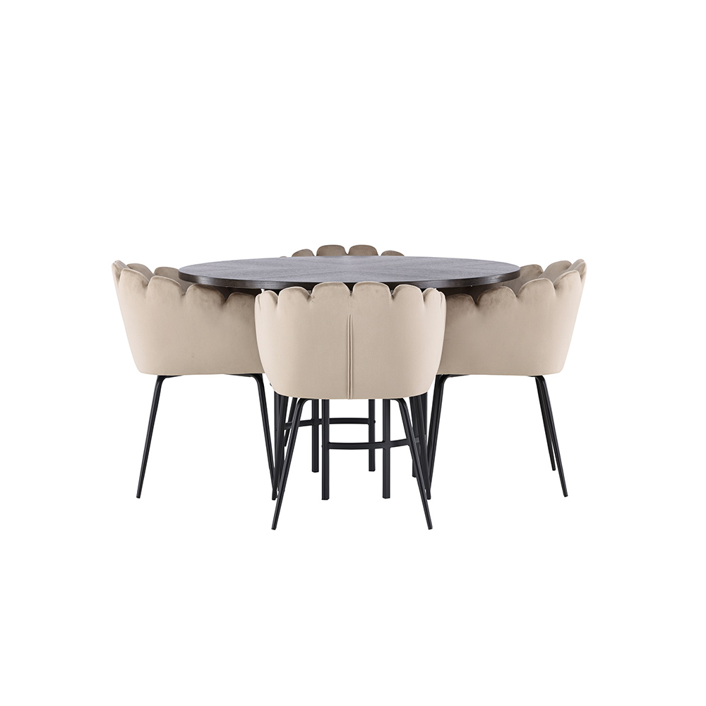 Spisegruppe Venture Home Copenhagen Ø 115 cm med 4 Limhamn Stoler
