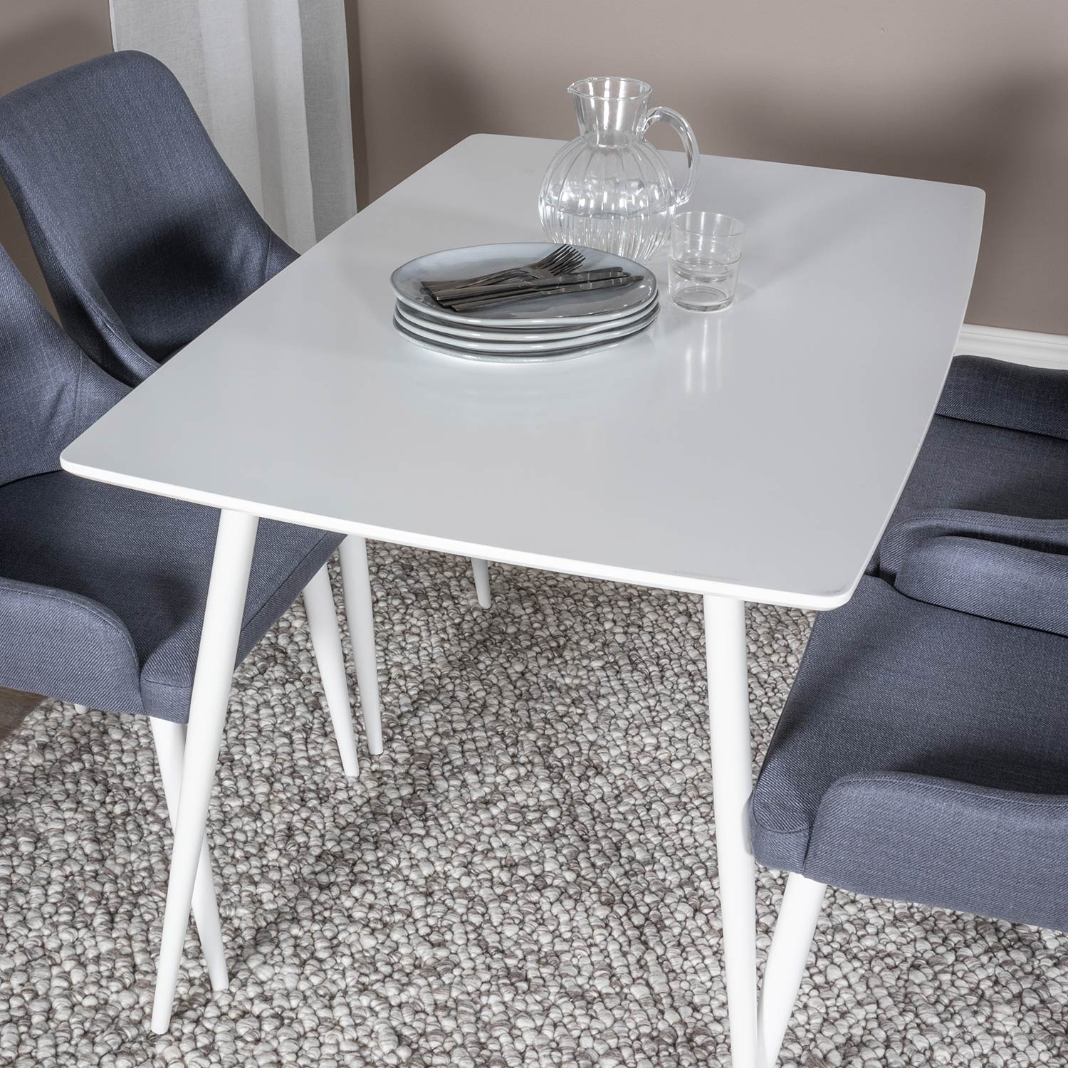 Spisegruppe Venture Home Pobbie med 4 Plake Stoler Polyester