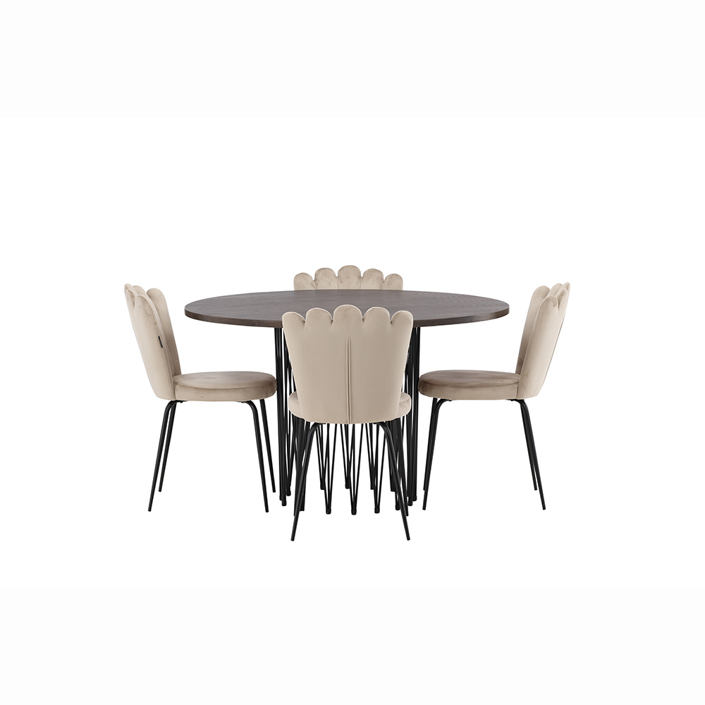 Spisegruppe furniture/fashion Stone Ø120 cm med 4 Limhamn Light Stoler