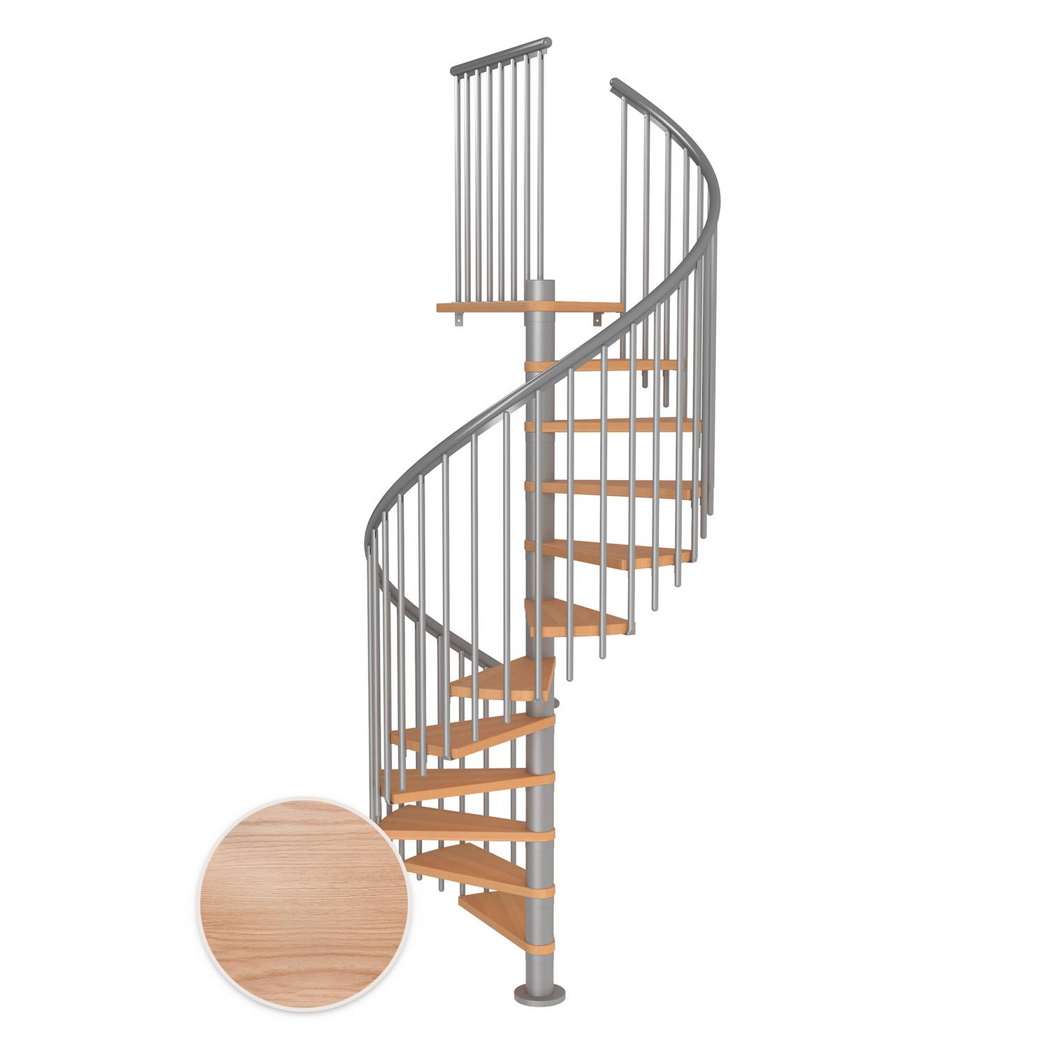MONTREAL ek multiplex pearl grey CLASSIC4 11T Ø140 Pearl Grey, D: 1400 mm, Høyde gulv til gulv: 2460-2820 mm, 11+1 trinn