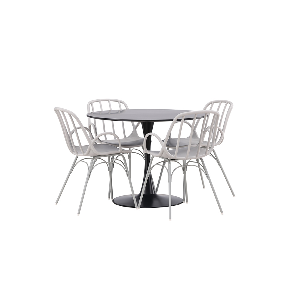 Spisegruppe Venture Home Glade Ø 100 cm med 4 Dyrön Stoler