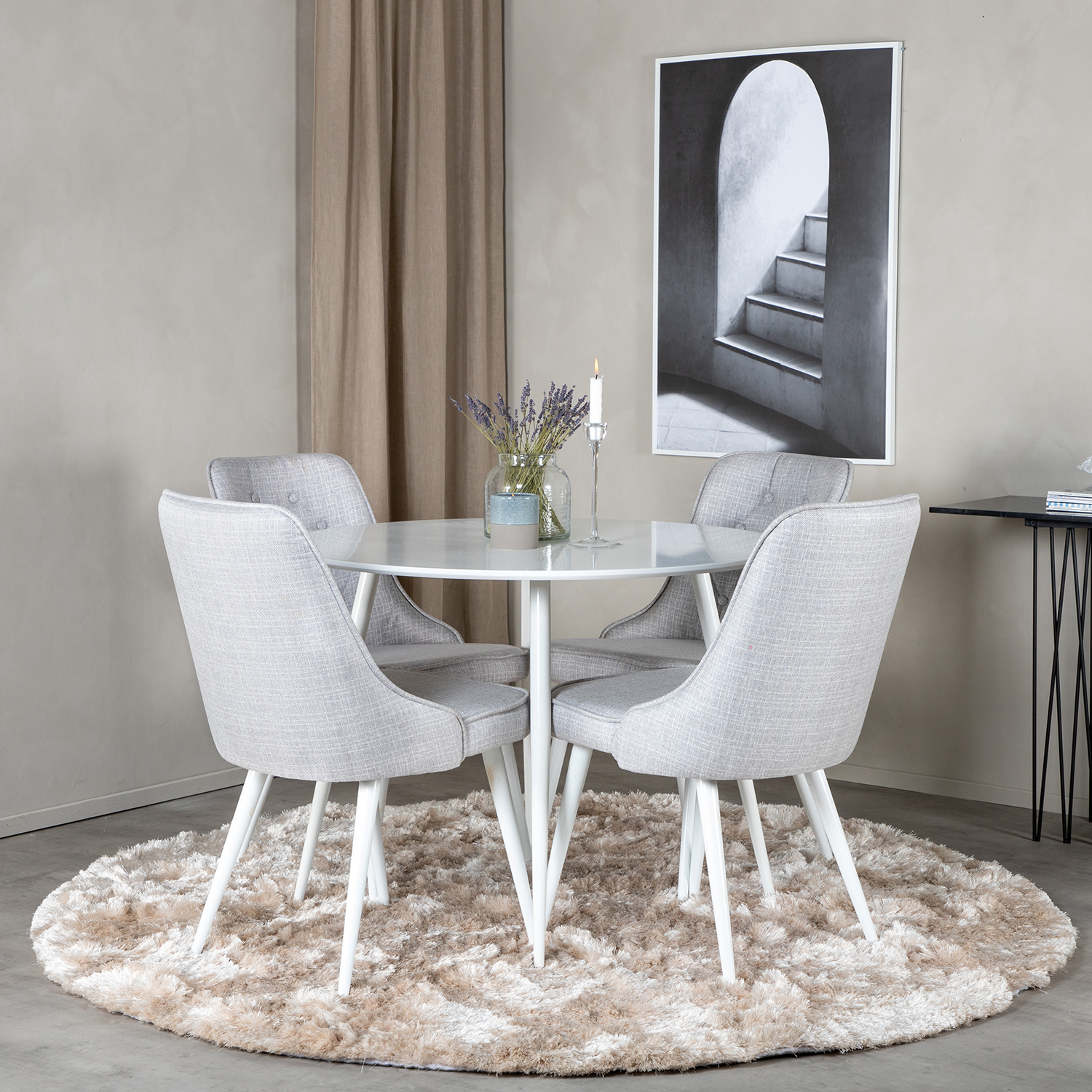 Spisegruppe Venture Home Plake med 4 Vera Stoler Polyester Rundt