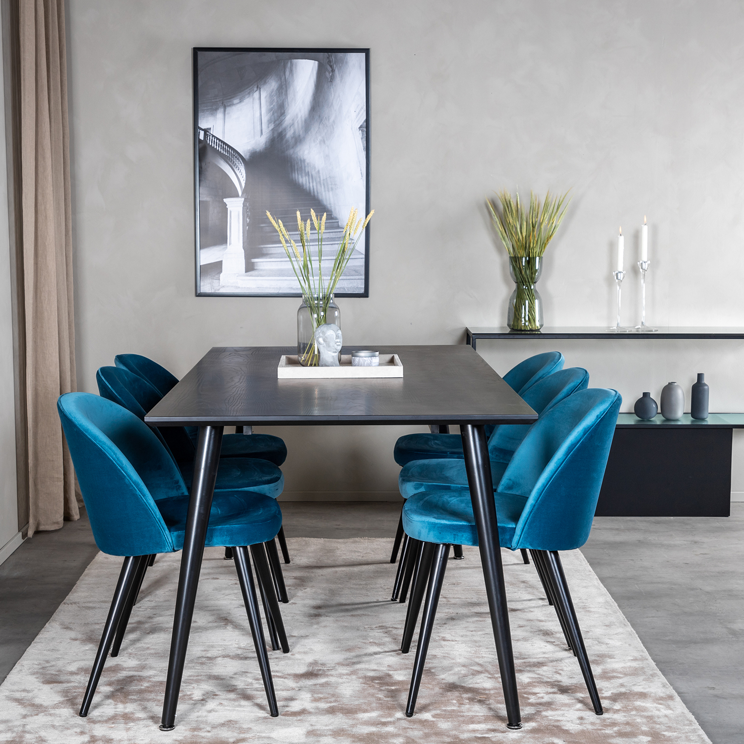 Spisegruppe Venture Home Dipp med 6 Velvet Stoler