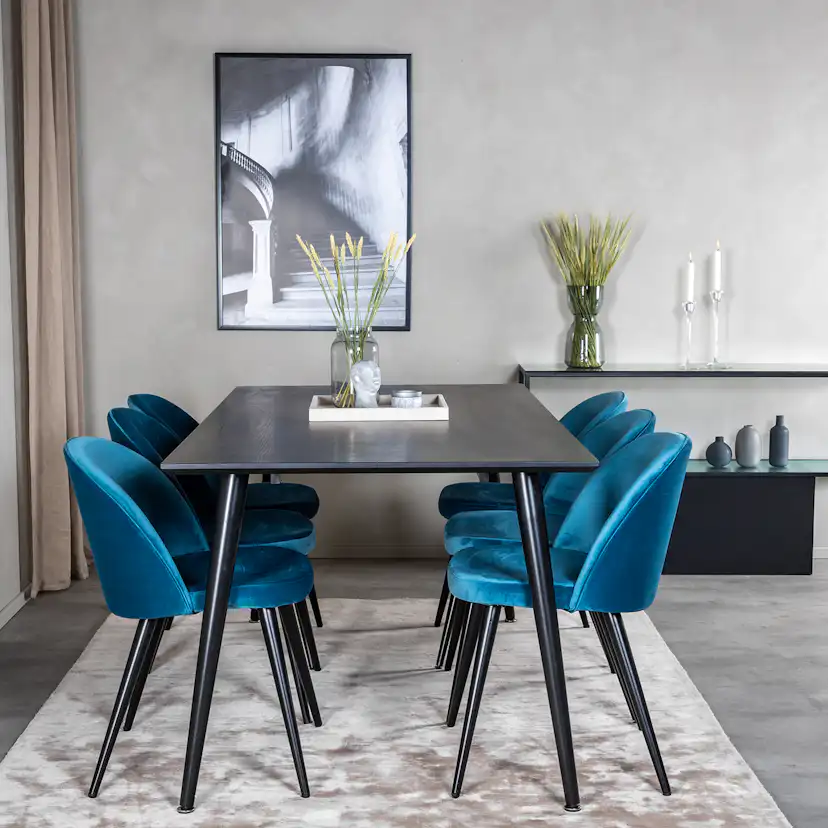 Spisegruppe Venture Home Dipp med 6 Velvet Stoler