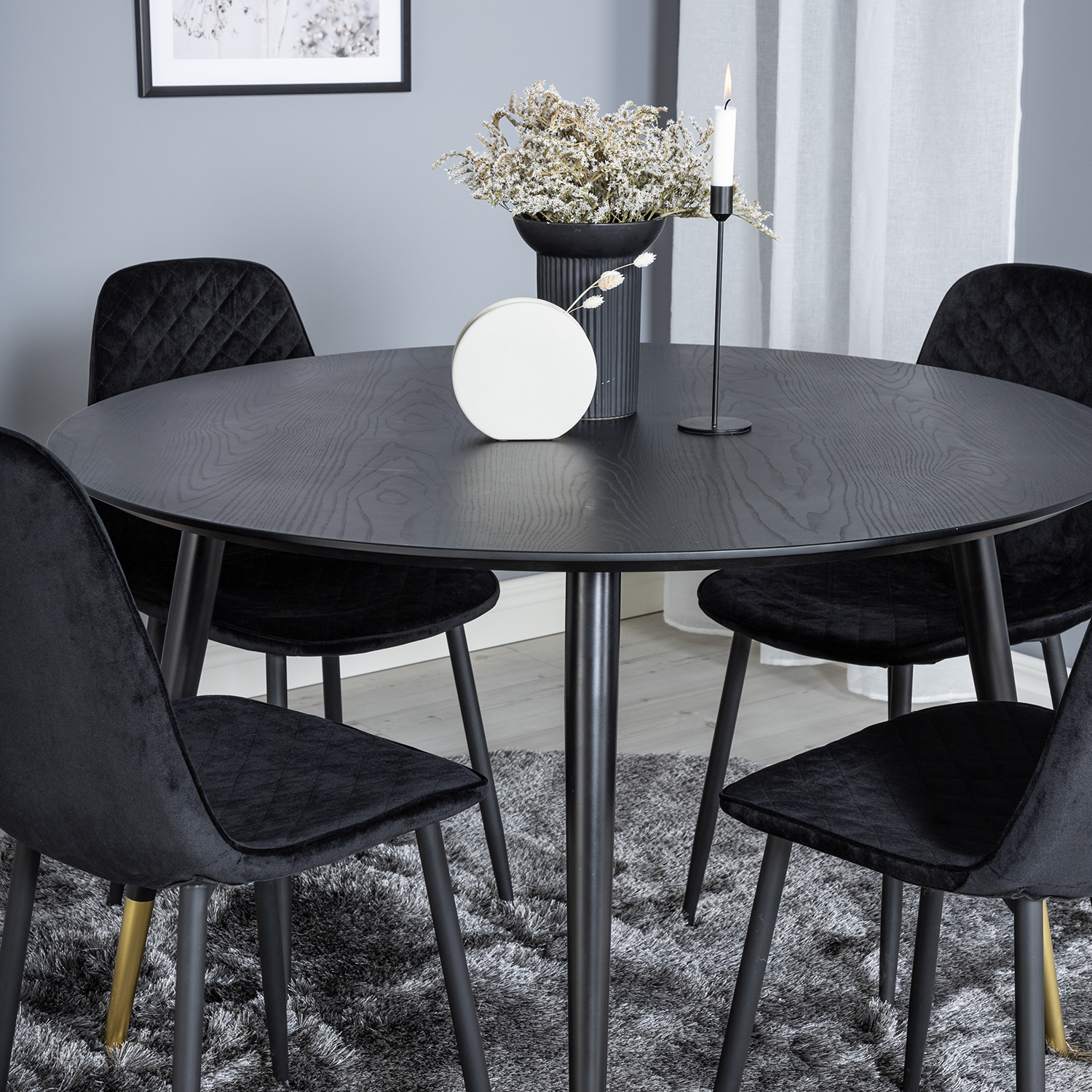 Spisegruppe Venture Home Dipp Ø115 cm med 4 Polar Stoler