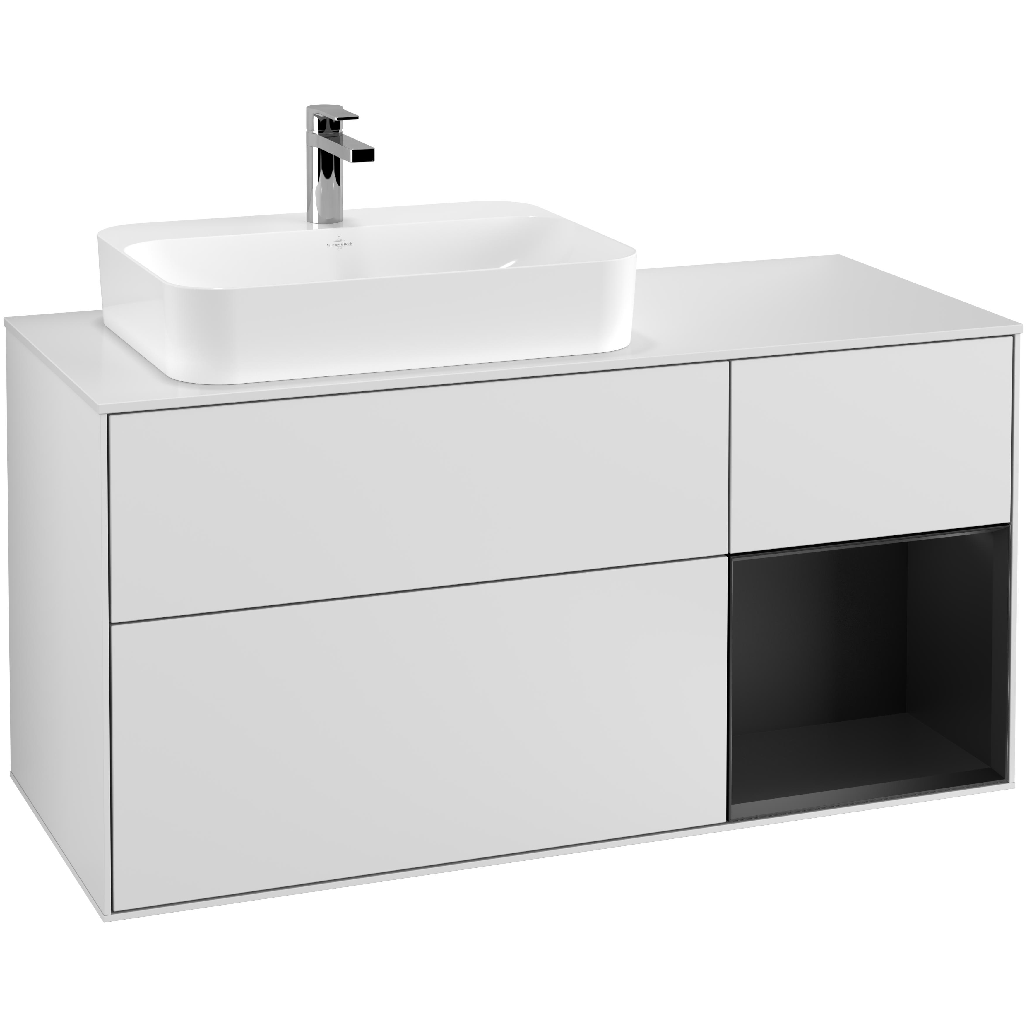 Tvättställsskåp Villeroy & Boch Finion med 3 Lådor Hylla och Bänkskiva för Ocentrerat Ytmonterat Tvättställ