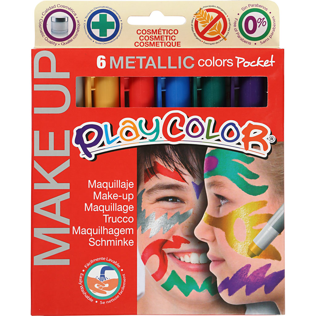 Ansiktsfarge Creativ Company Playcolor Make up Ass Metallicfarger 6x5 g/1 Pk