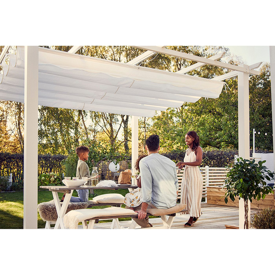 Pergola 4x4 m Vit Hvit