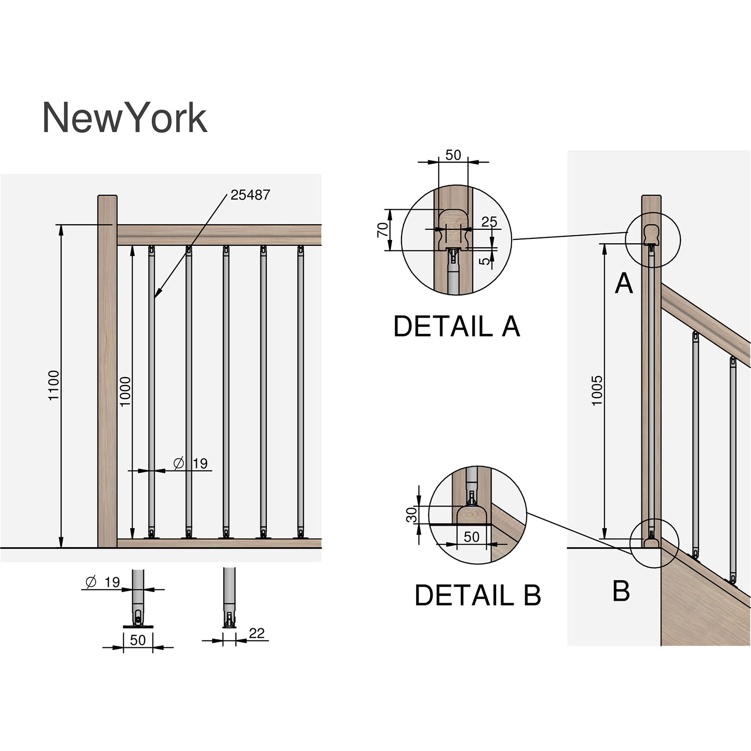 Endestolpe Lundbergs New York Ubehandlet Eik