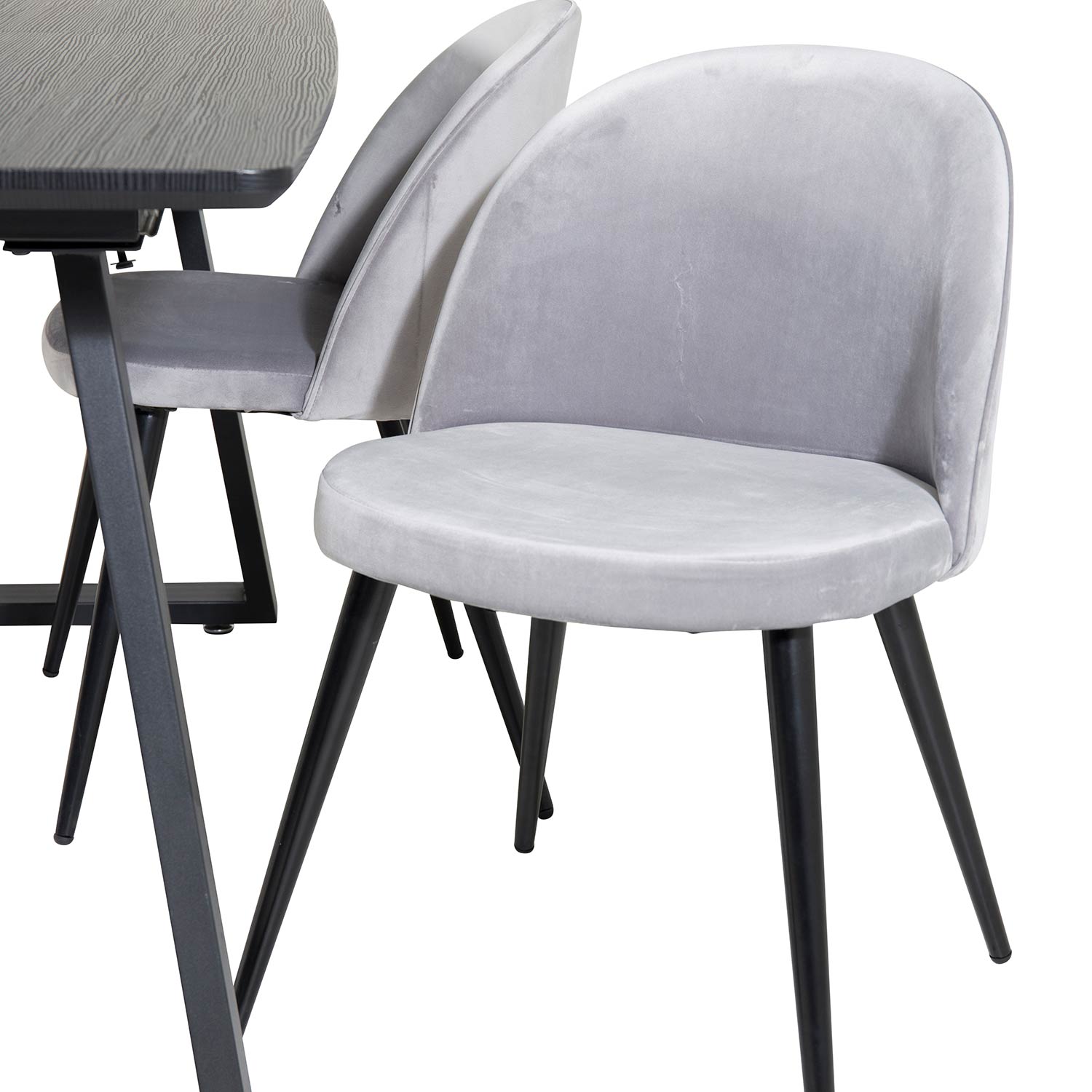 Spisegruppe Venture Home Ina med 4 Valentina Stoler Fløyel