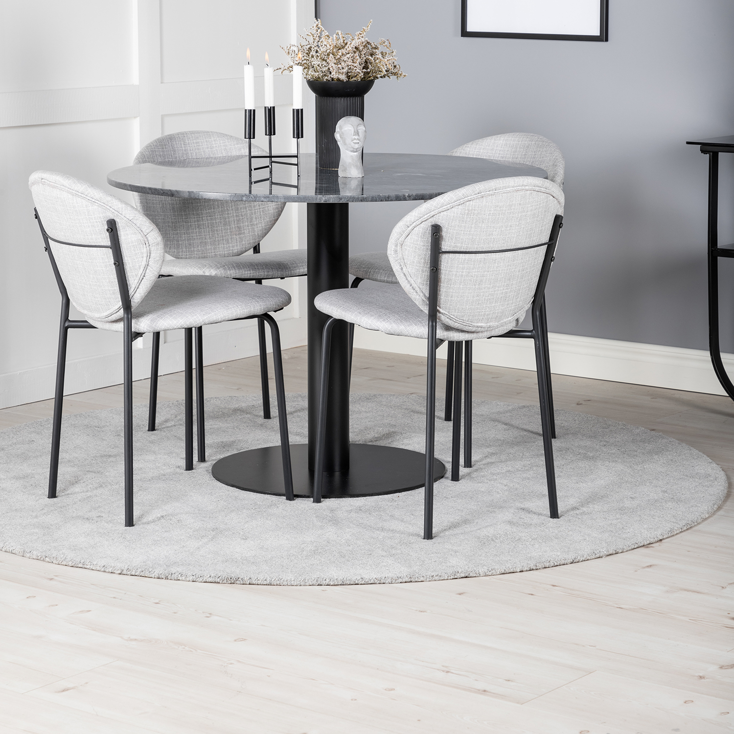 Estelle Round Dining Table ø106+Vault Dining Chair Sort/Grå