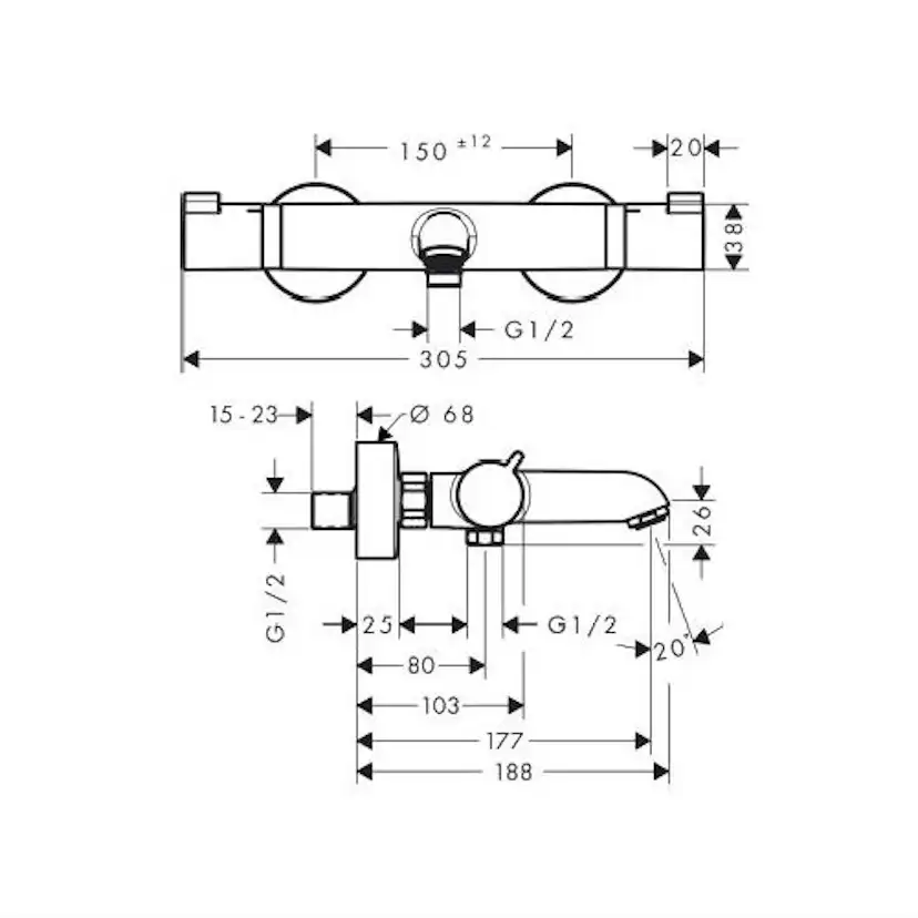 Badekarbatteri Hansgrohe Comfort Ecostat
