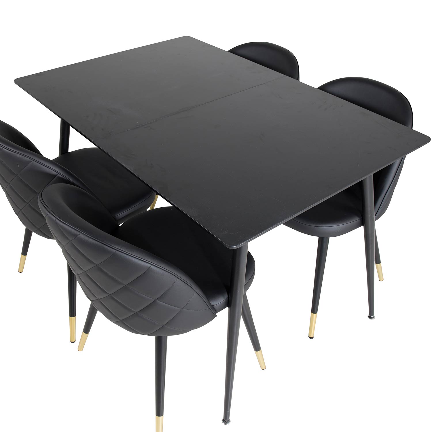 Spisegruppe Venture Home Silvia med Innleggsplate og 4 Valentina Stoler Kunstlær