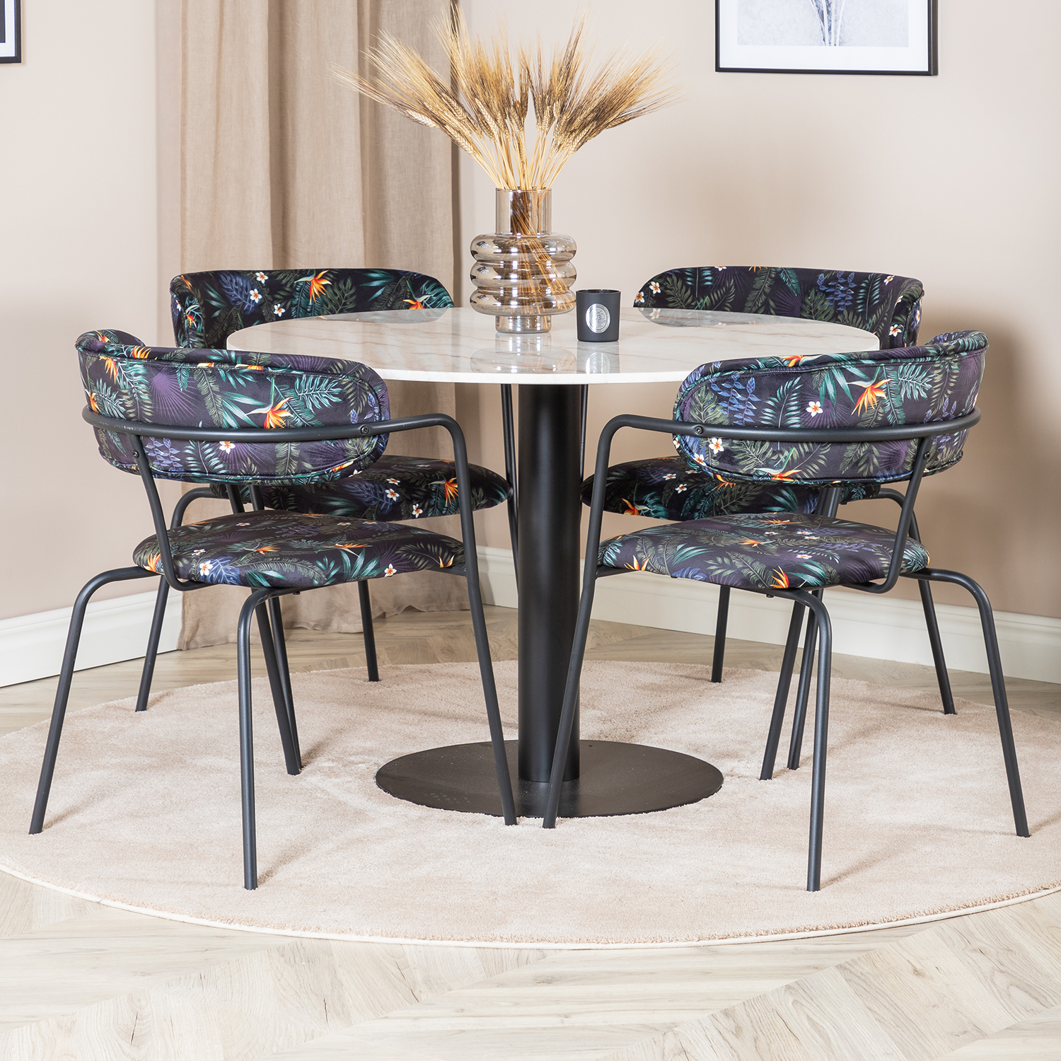 Spisegruppe Venture Home Estelle med 4 Aris Stoler Polyester