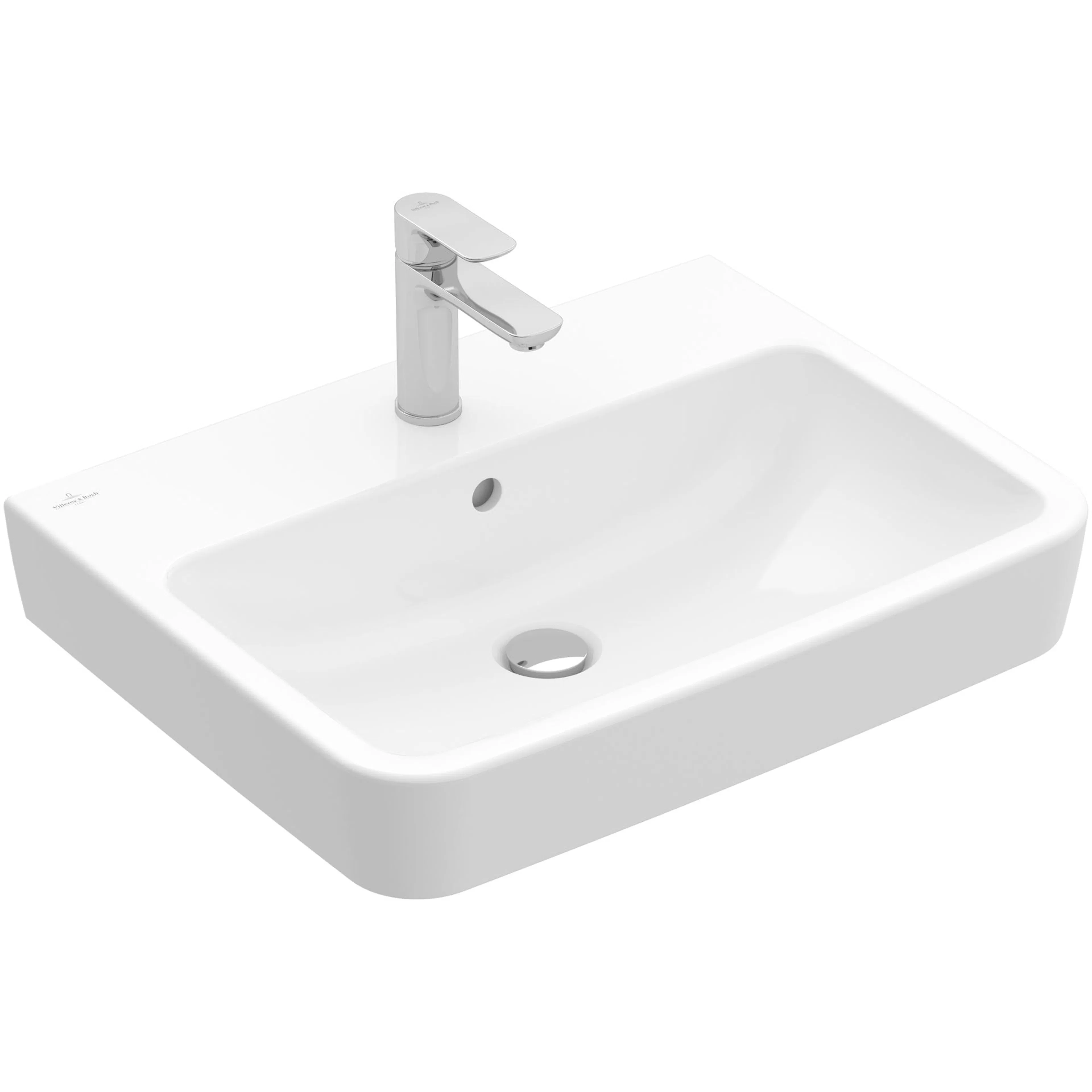 Tvättställ villeroy & Boch O.novo 4A41MGR1 Vit Alpin CeramicPlus, Med Bräddavlopp, 550 mm, för Trehålsblandare, Undersida: Polerad, Utan Bottenventil