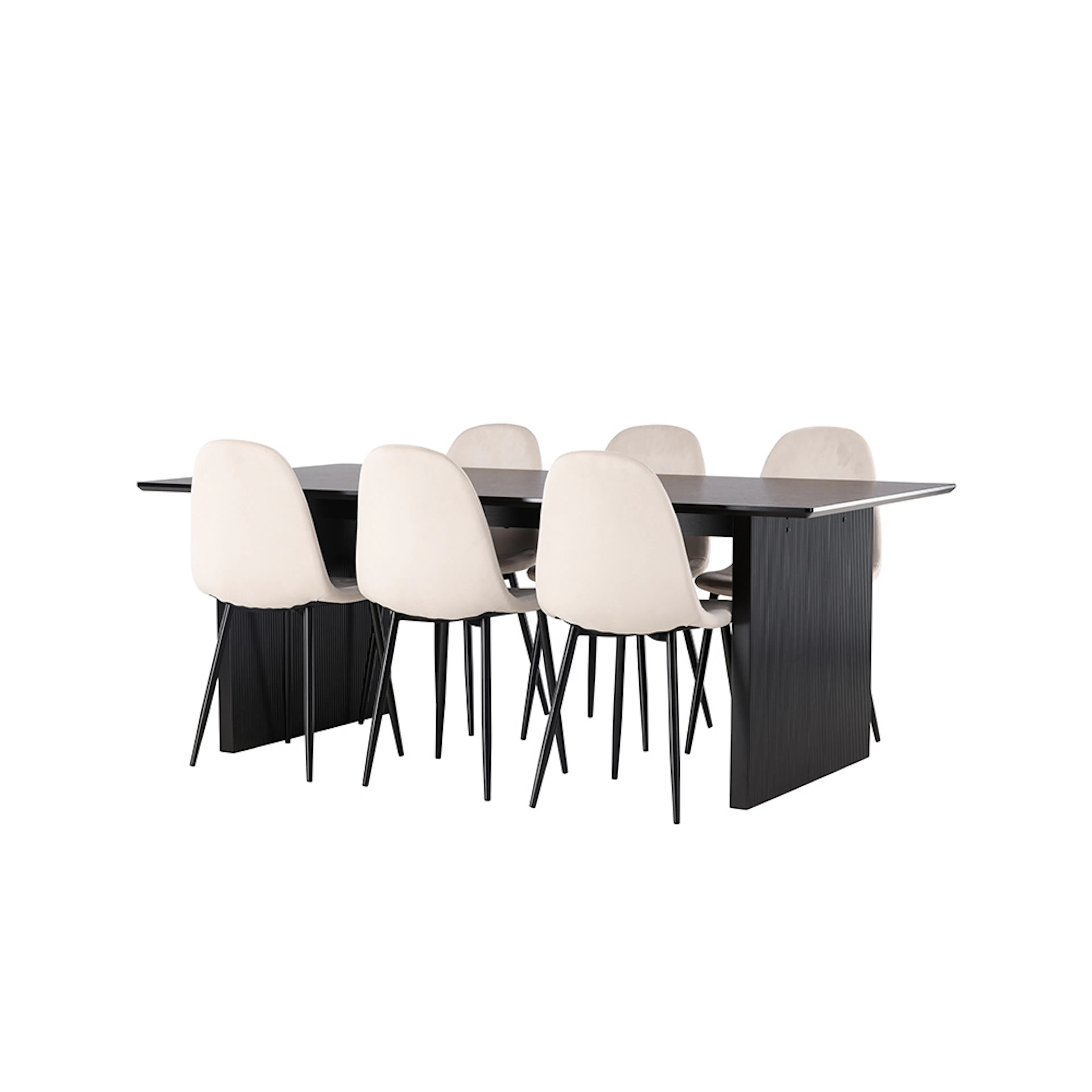 Vail Dining Table - Black / Smoked Black MDF +Polar Dining C Sort/Beige